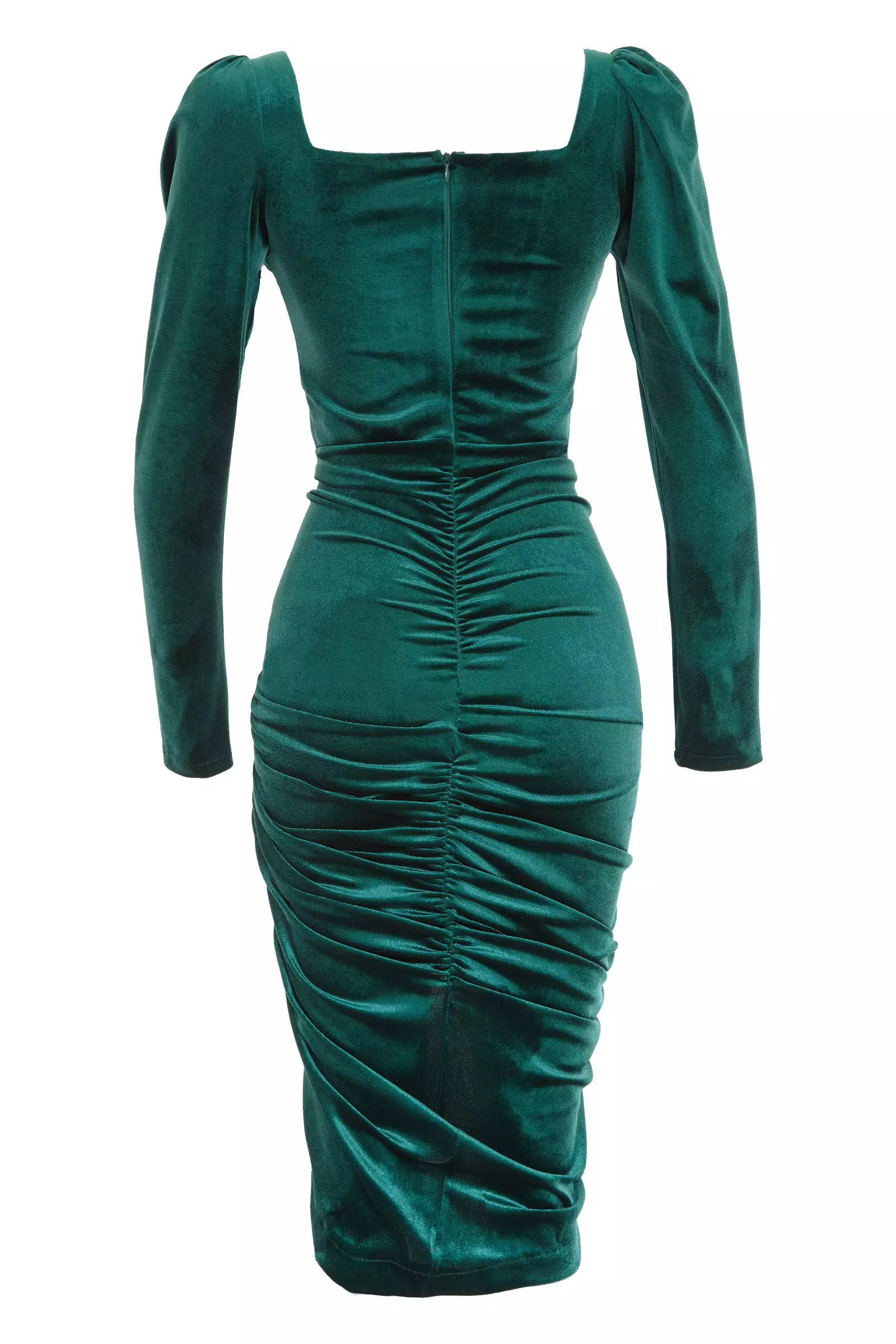 Green Velvet Long Sleeve Maxi Dress
