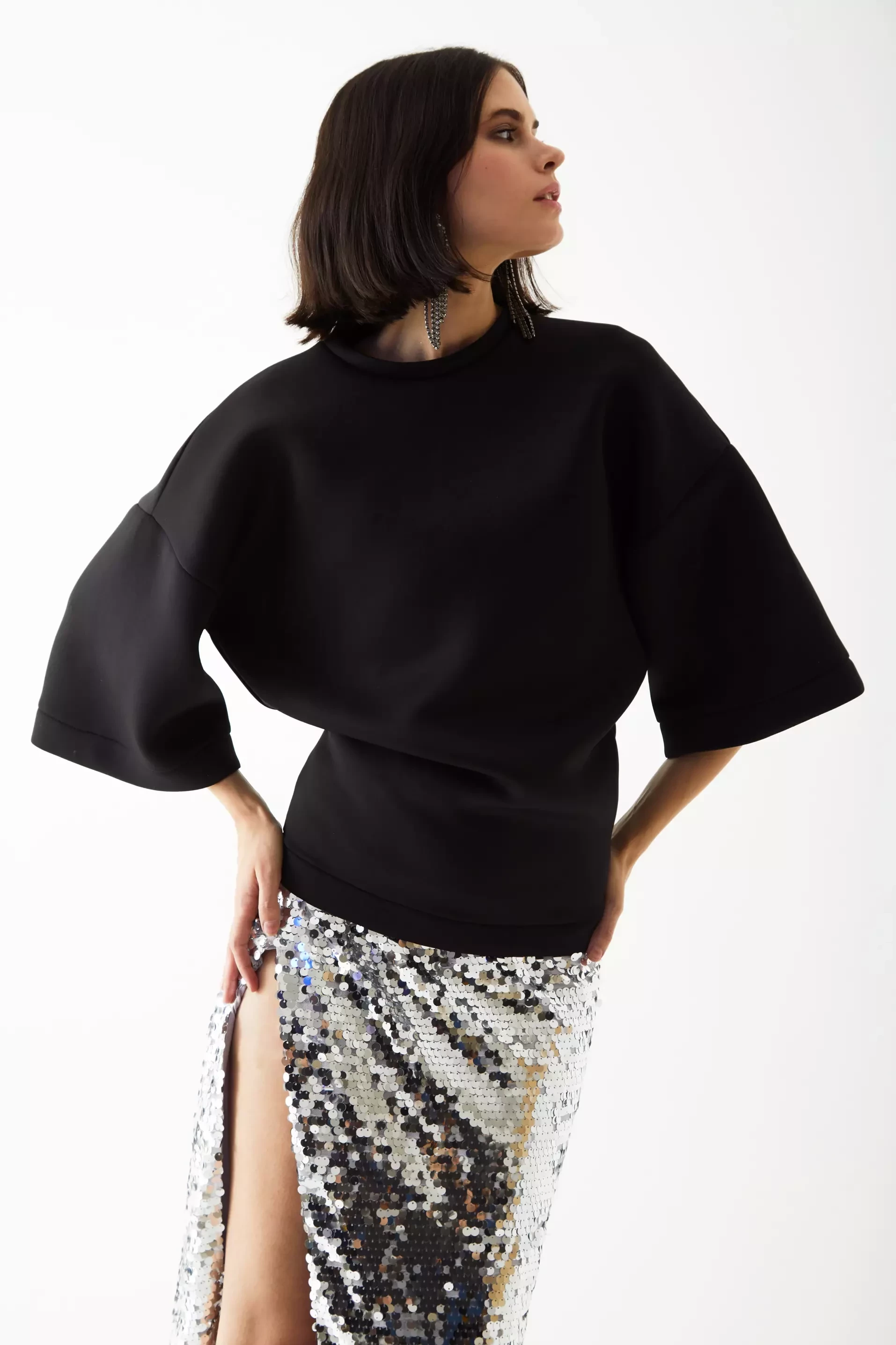Black Dalgic Short Sleeve Mini Shirt