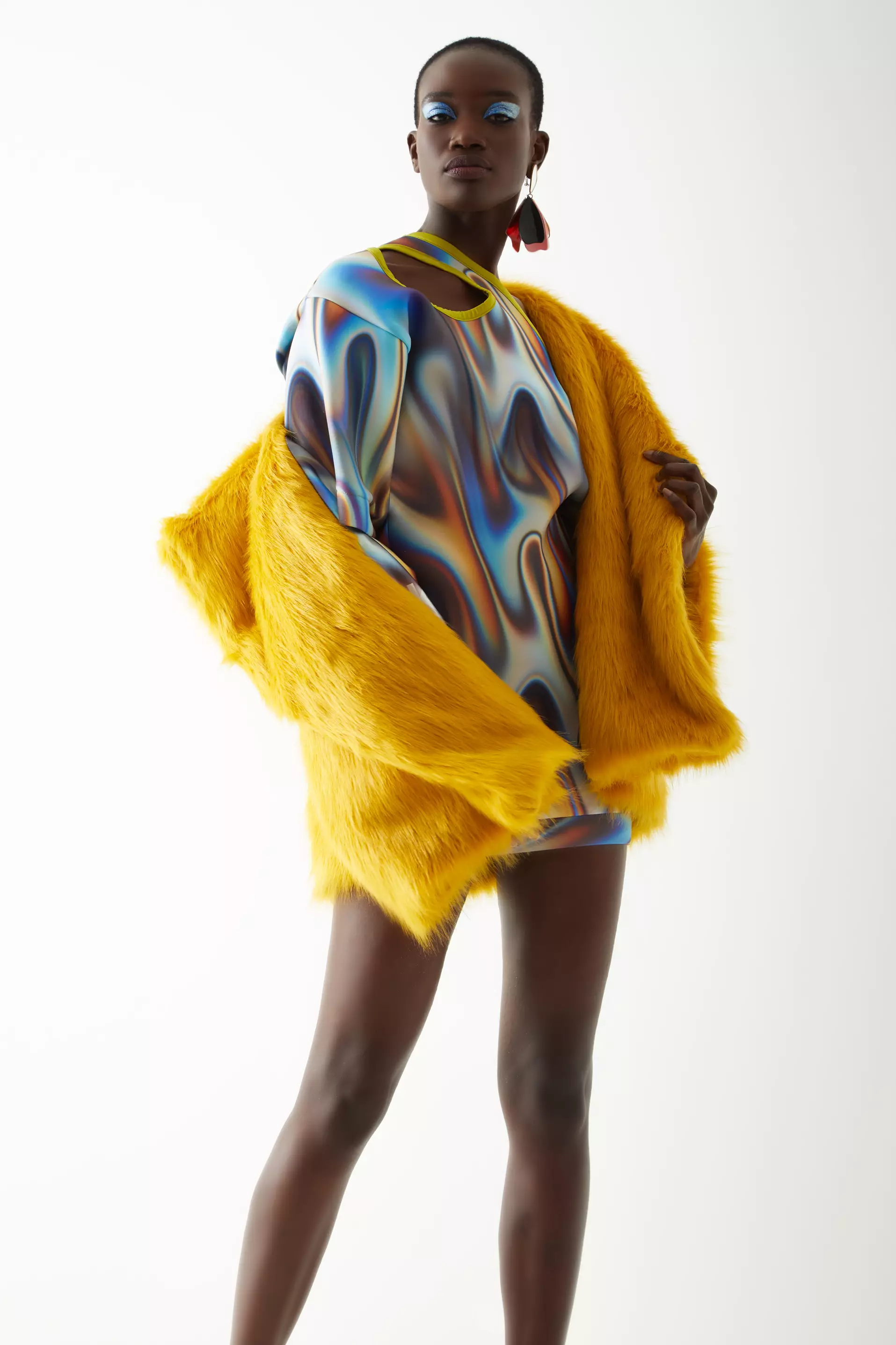 Printed dalgic one arm mini dress