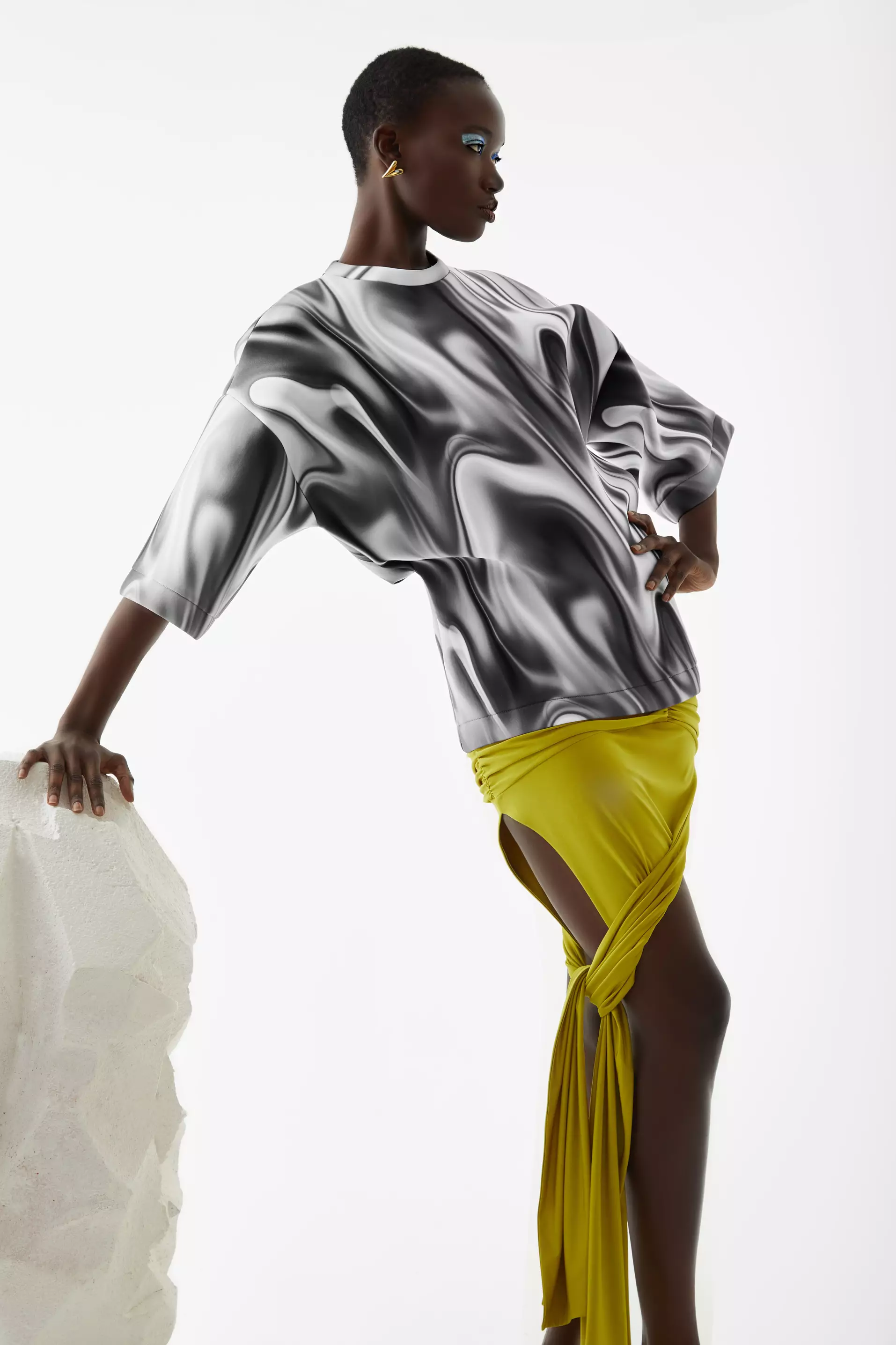 Printed Dalgic Long Sleeve Mini Shirt