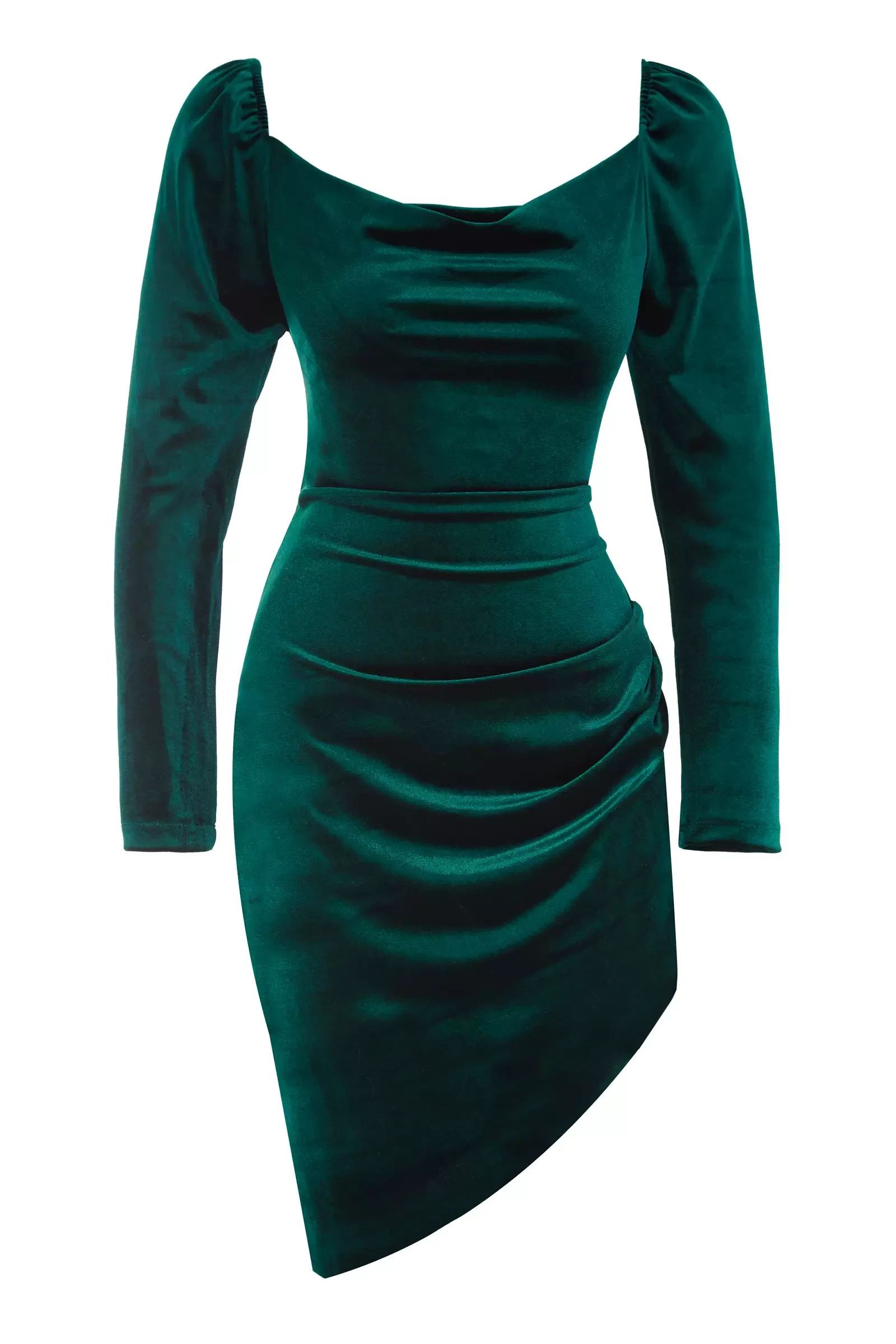 Green Velvet Long Sleeve Mini Dress
