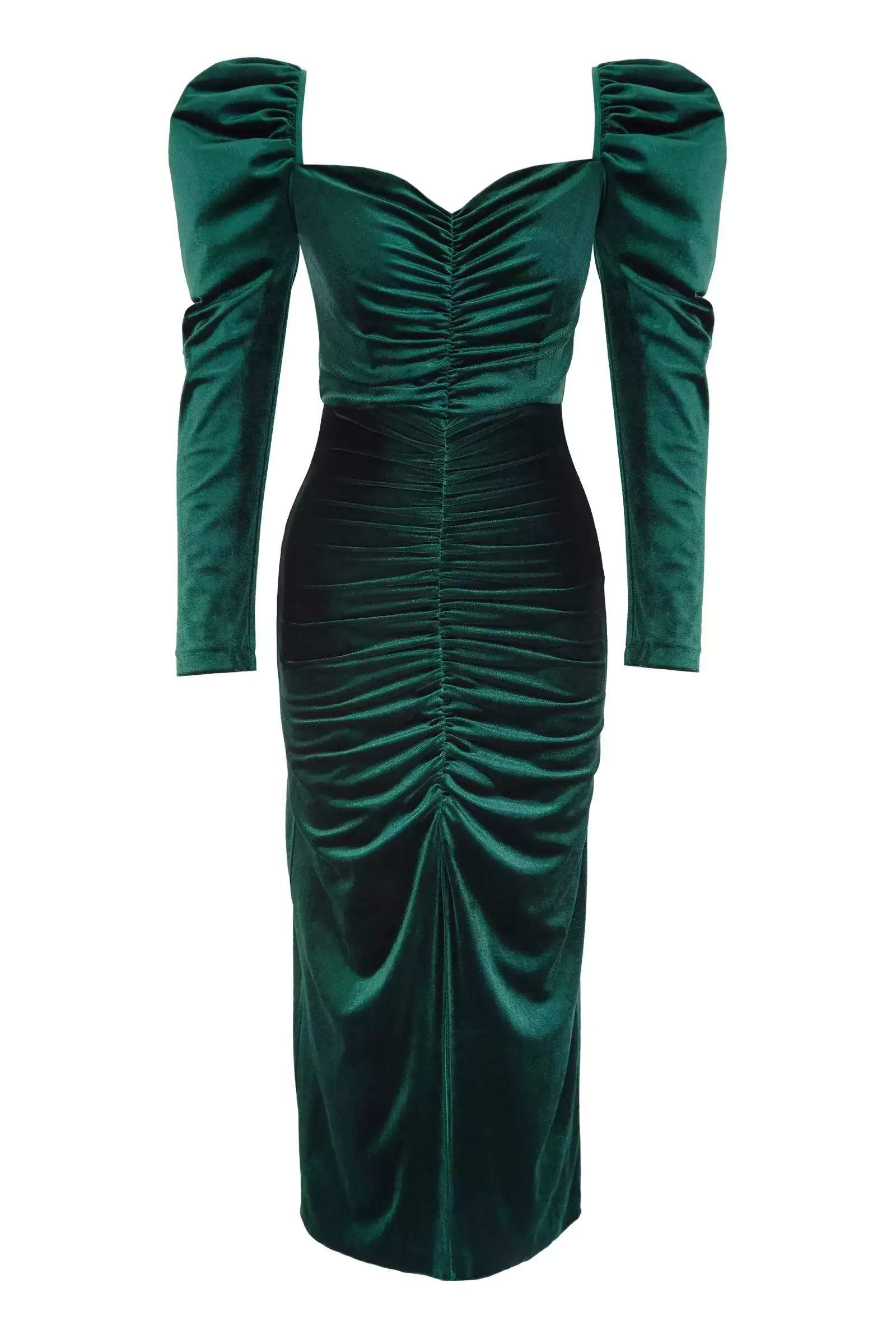 Green Velvet Long Sleeve Maxi Dress