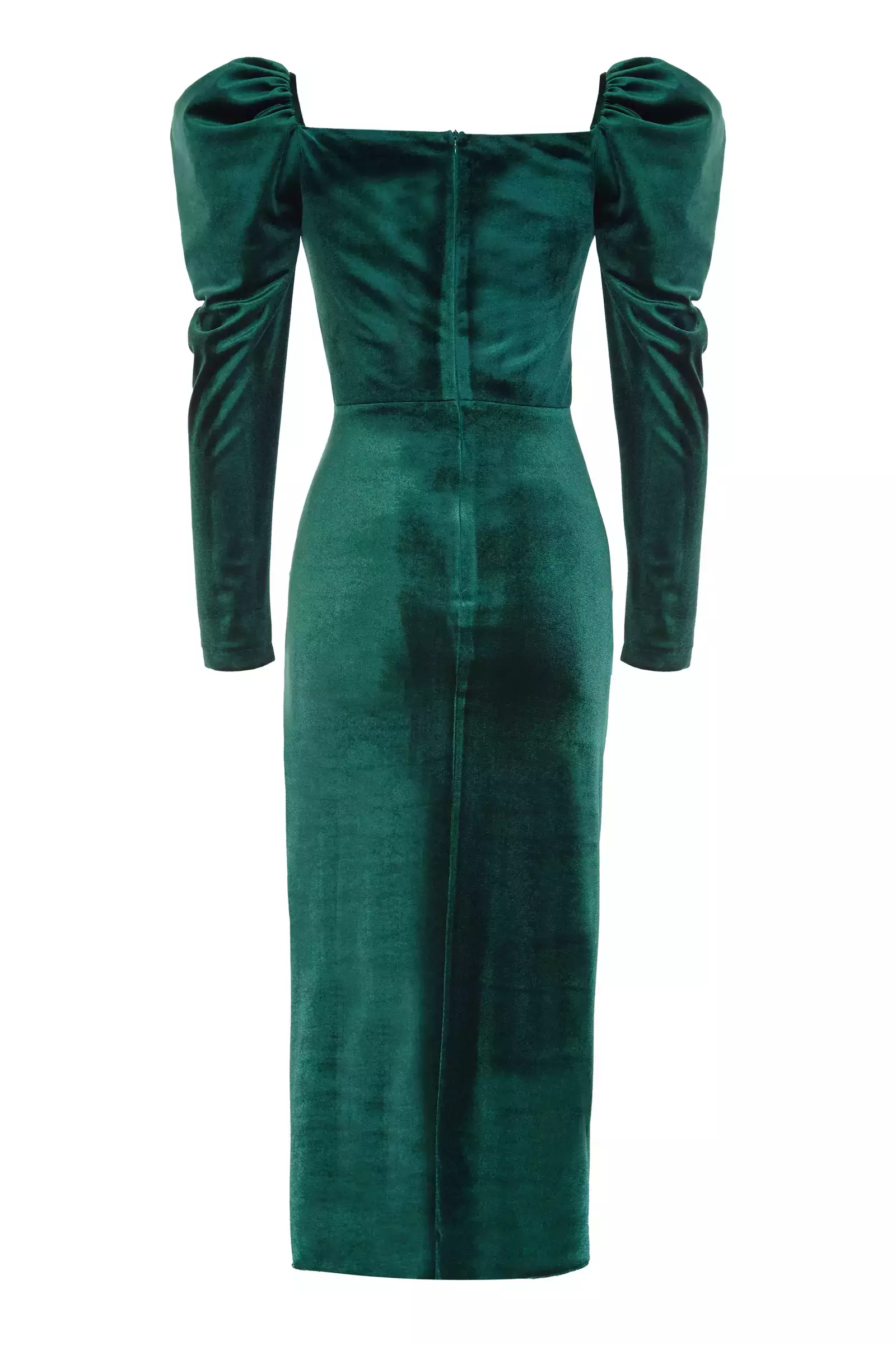 Green Velvet Long Sleeve Maxi Dress