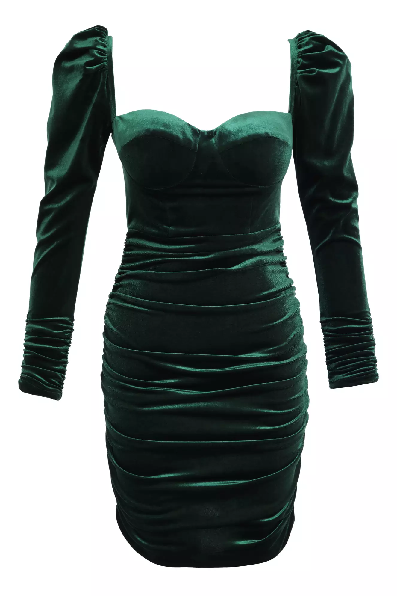 Green Velvet Long Sleeve Mini Dress