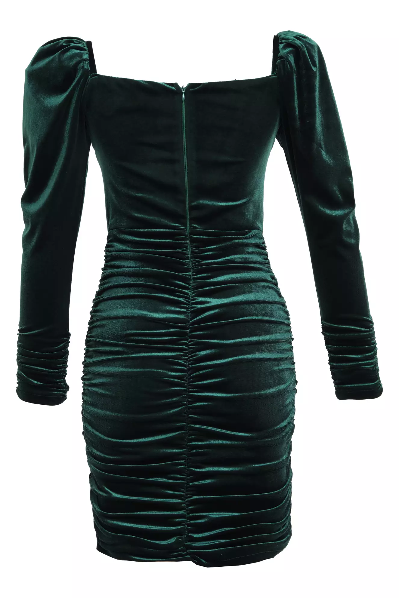 Green Velvet Long Sleeve Mini Dress