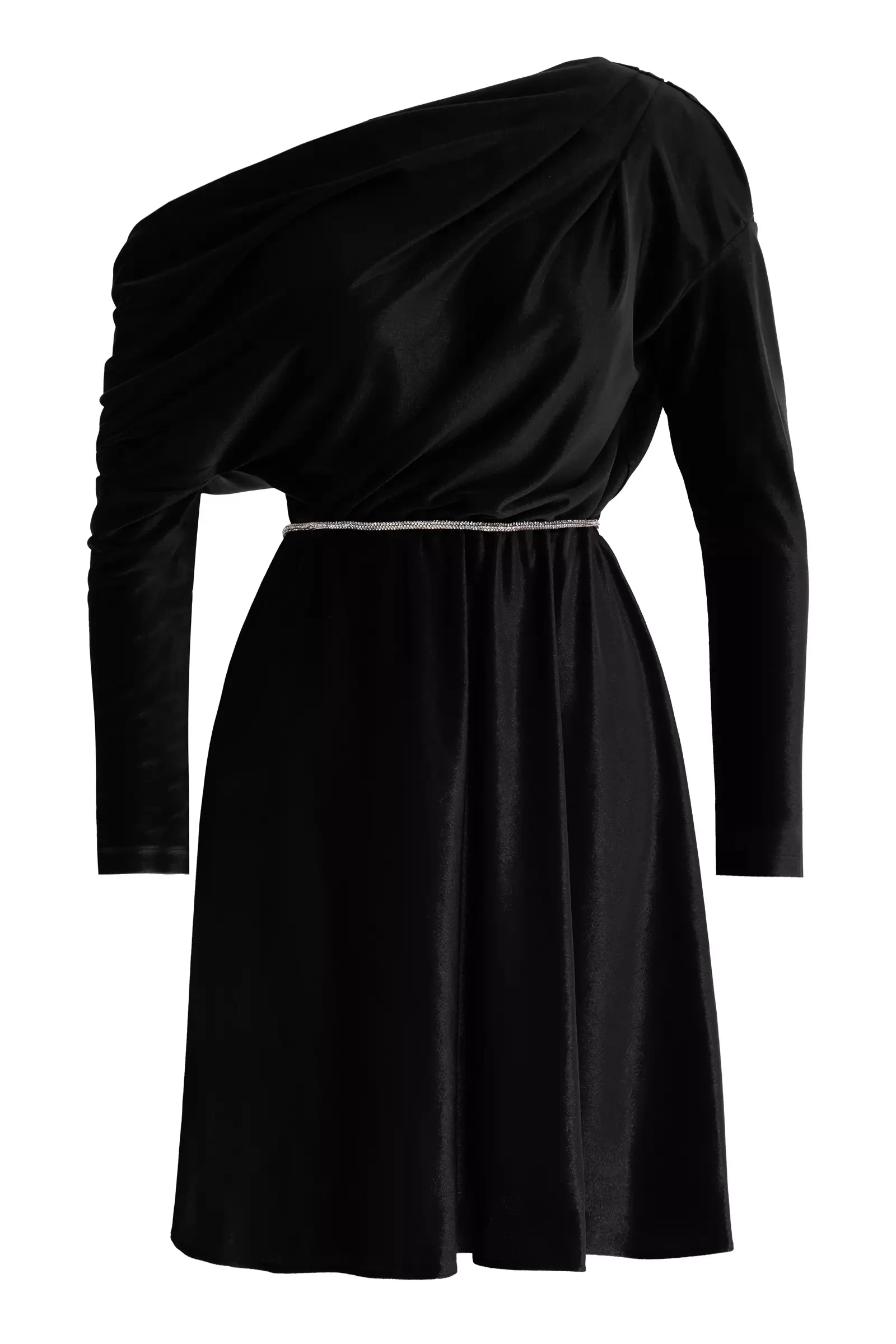 Black Velvet Long Sleeve Mini Dress