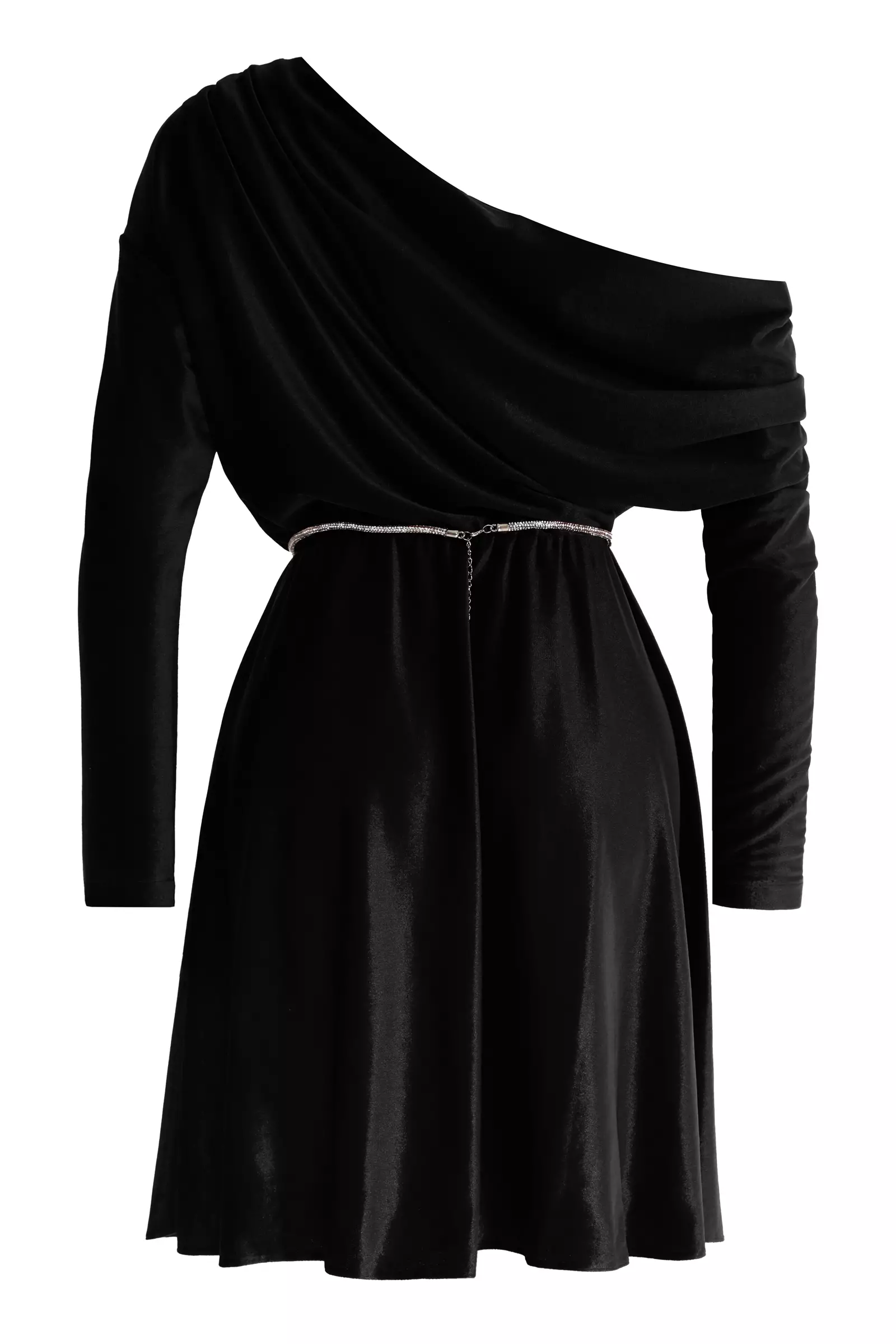 Black Velvet Long Sleeve Mini Dress