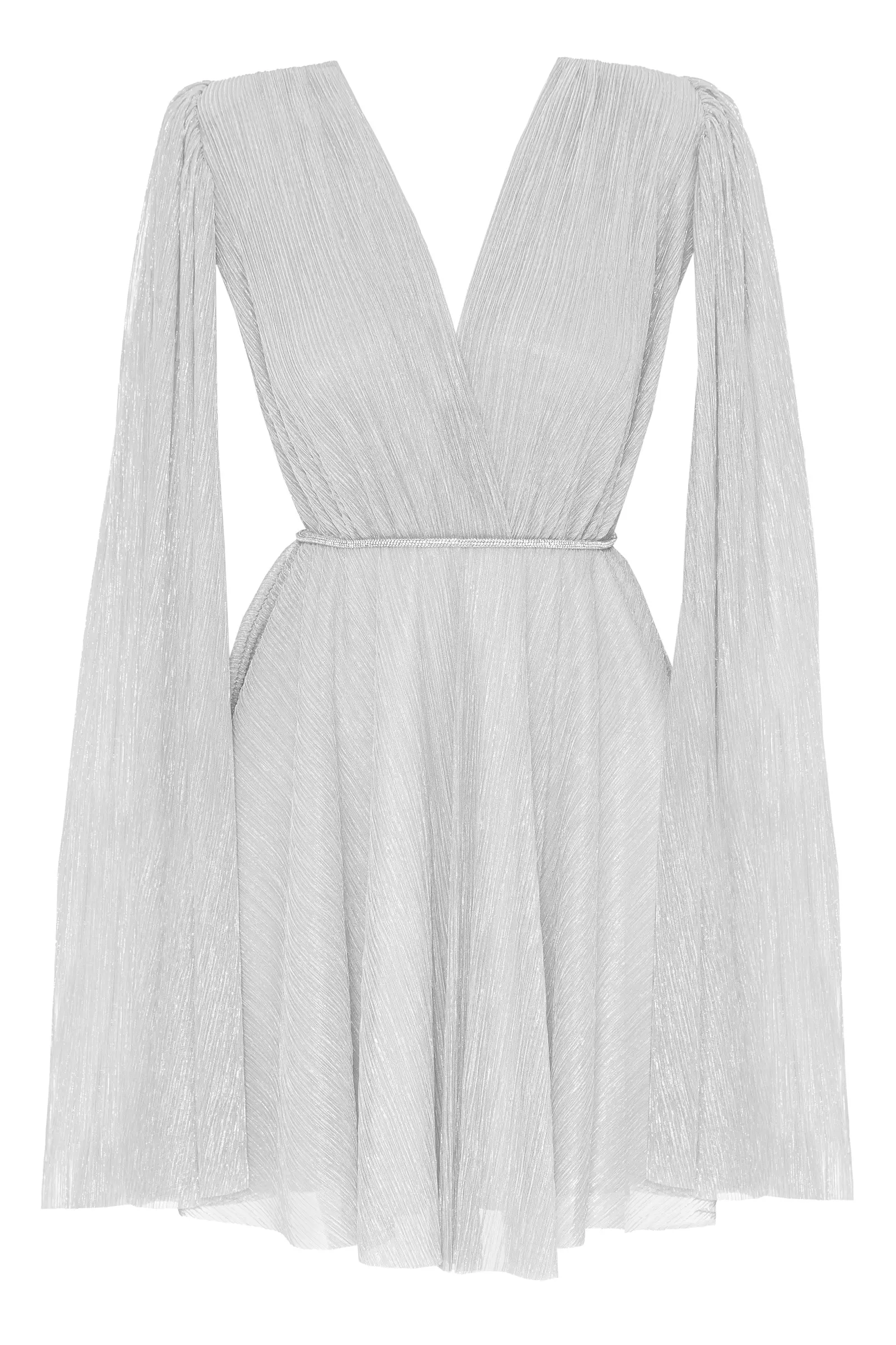 Silver Wowen Long Sleeve Mini Dress