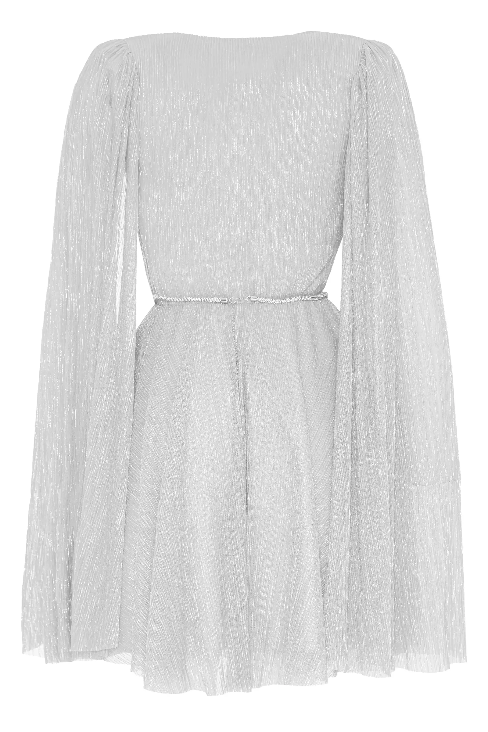Silver Wowen Long Sleeve Mini Dress