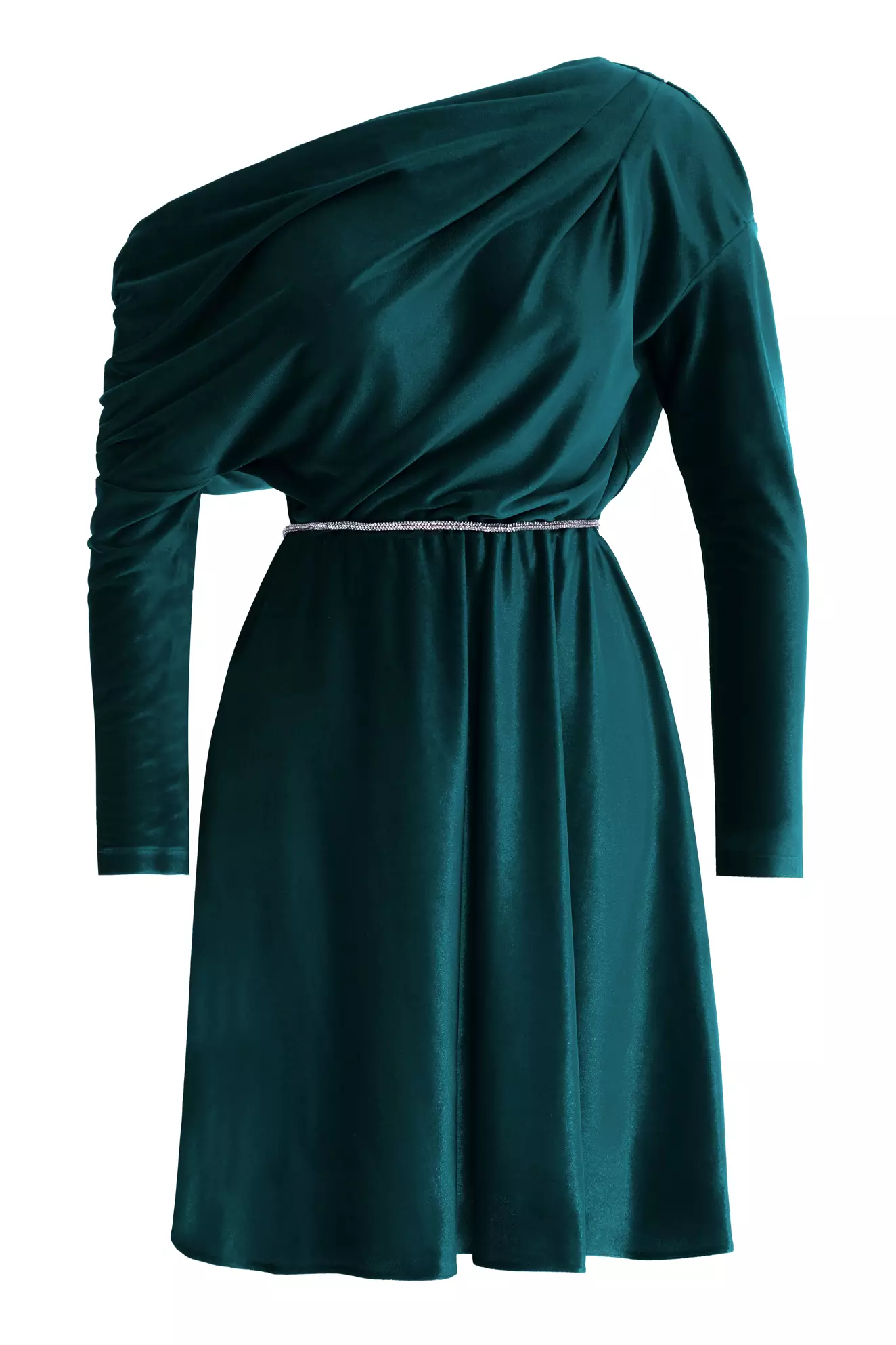 Green Velvet Long Sleeve Mini Dress