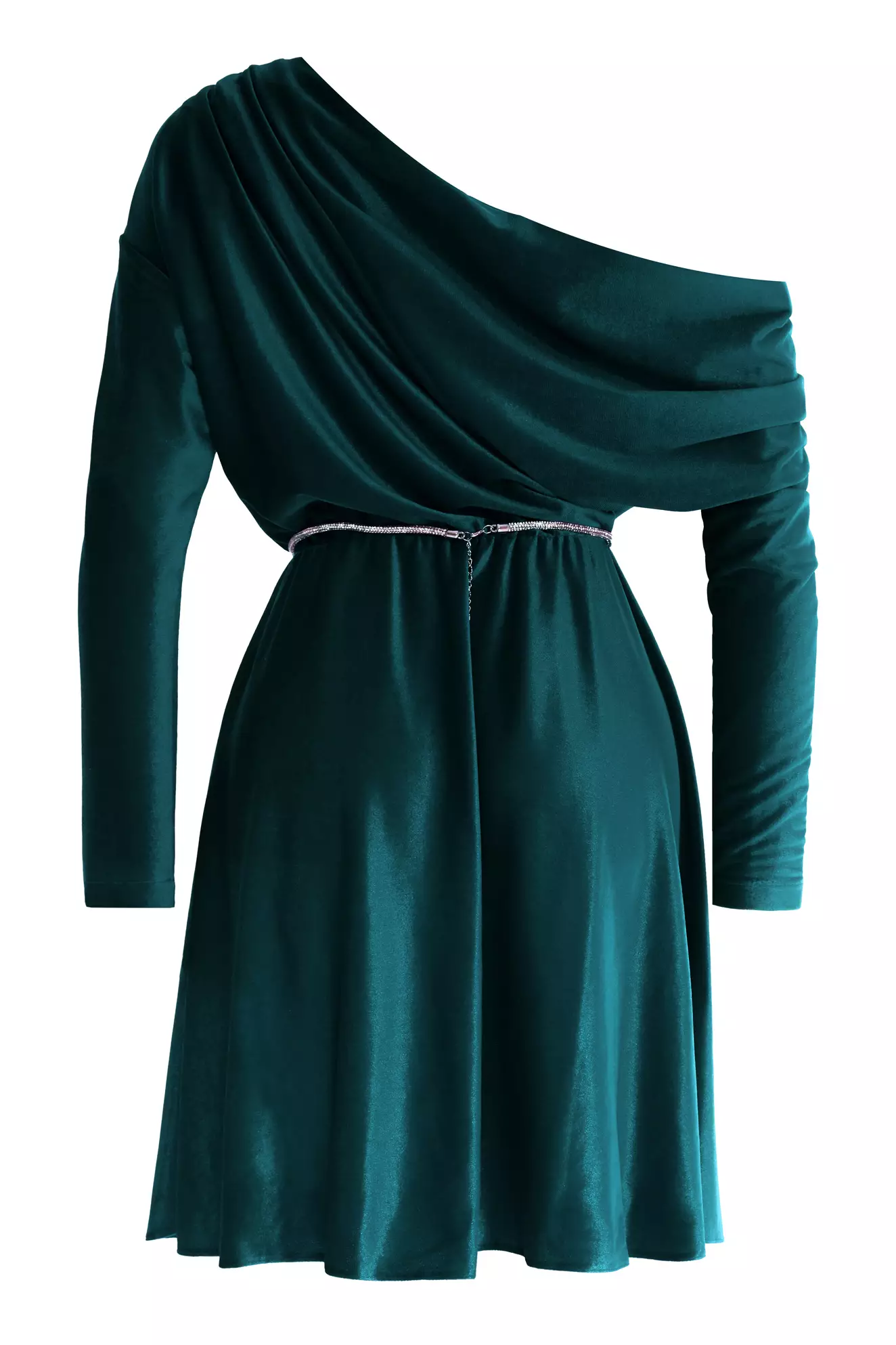 Green Velvet Long Sleeve Mini Dress