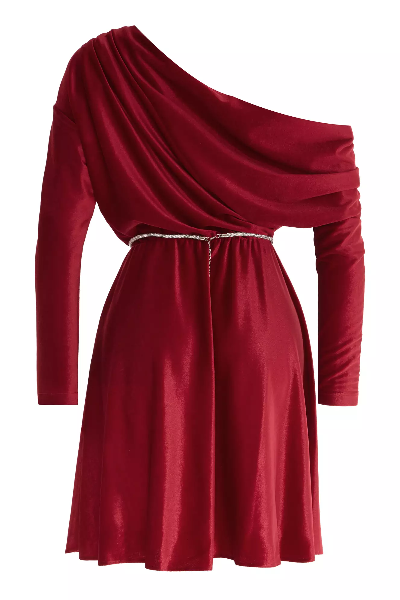Maroon velvet long sleeve mini dress