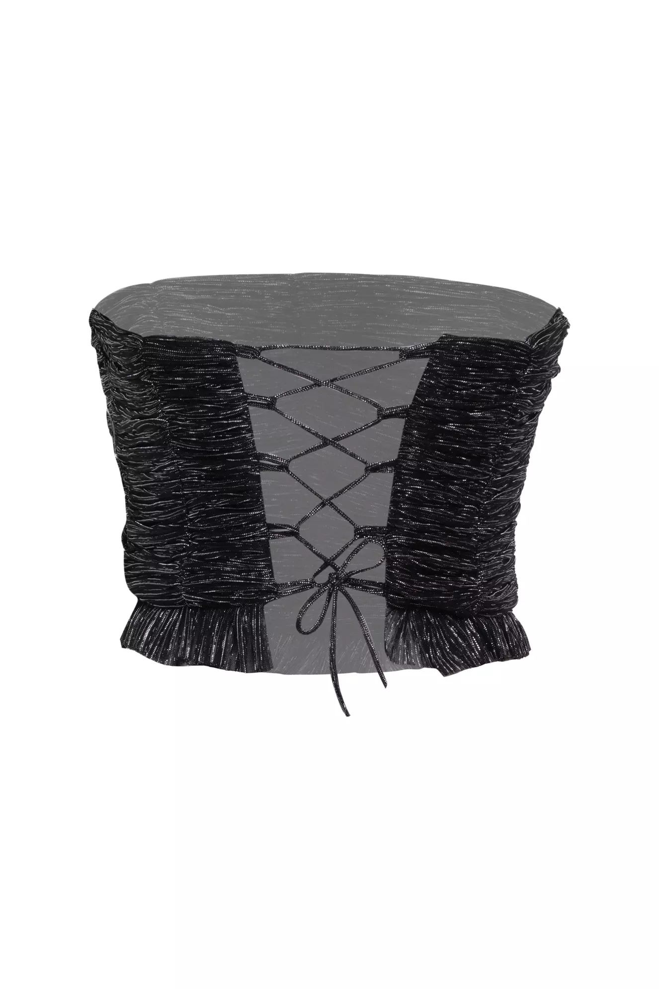 Siyah Gümüş Moonlight Strapless Mini Shirt