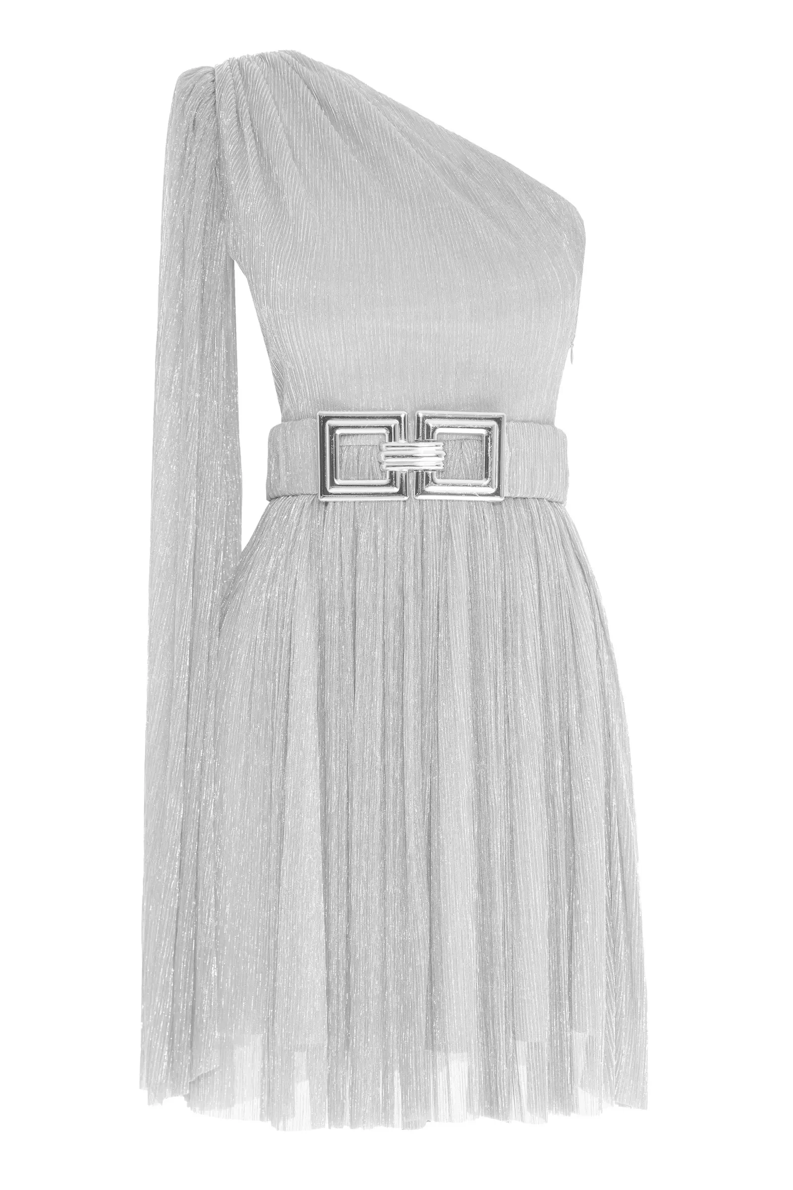 Silver Moonlight One Arm Mini Dress