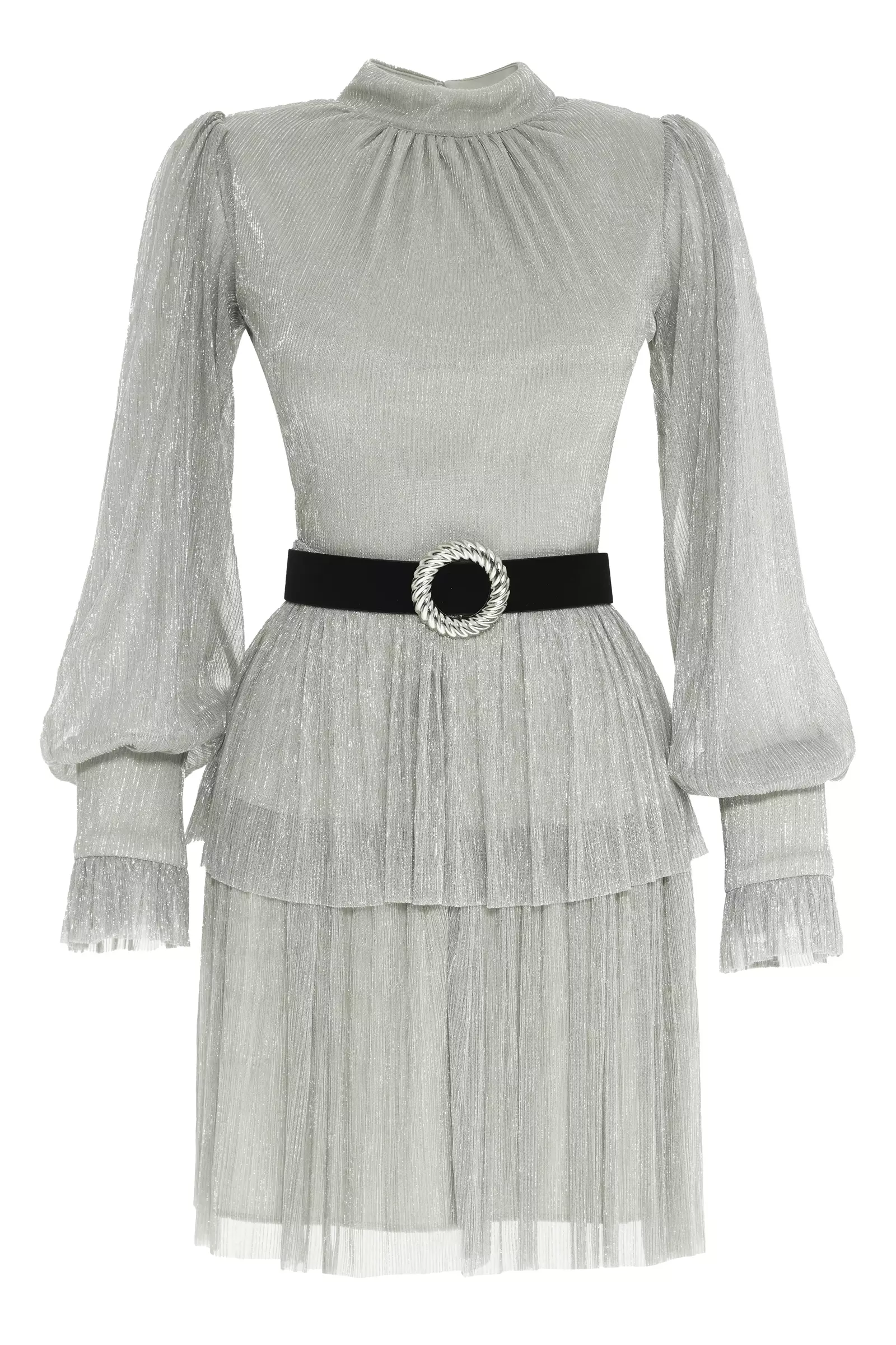 Silver Plus Size Moonlight Long Sleeve Mini Dress