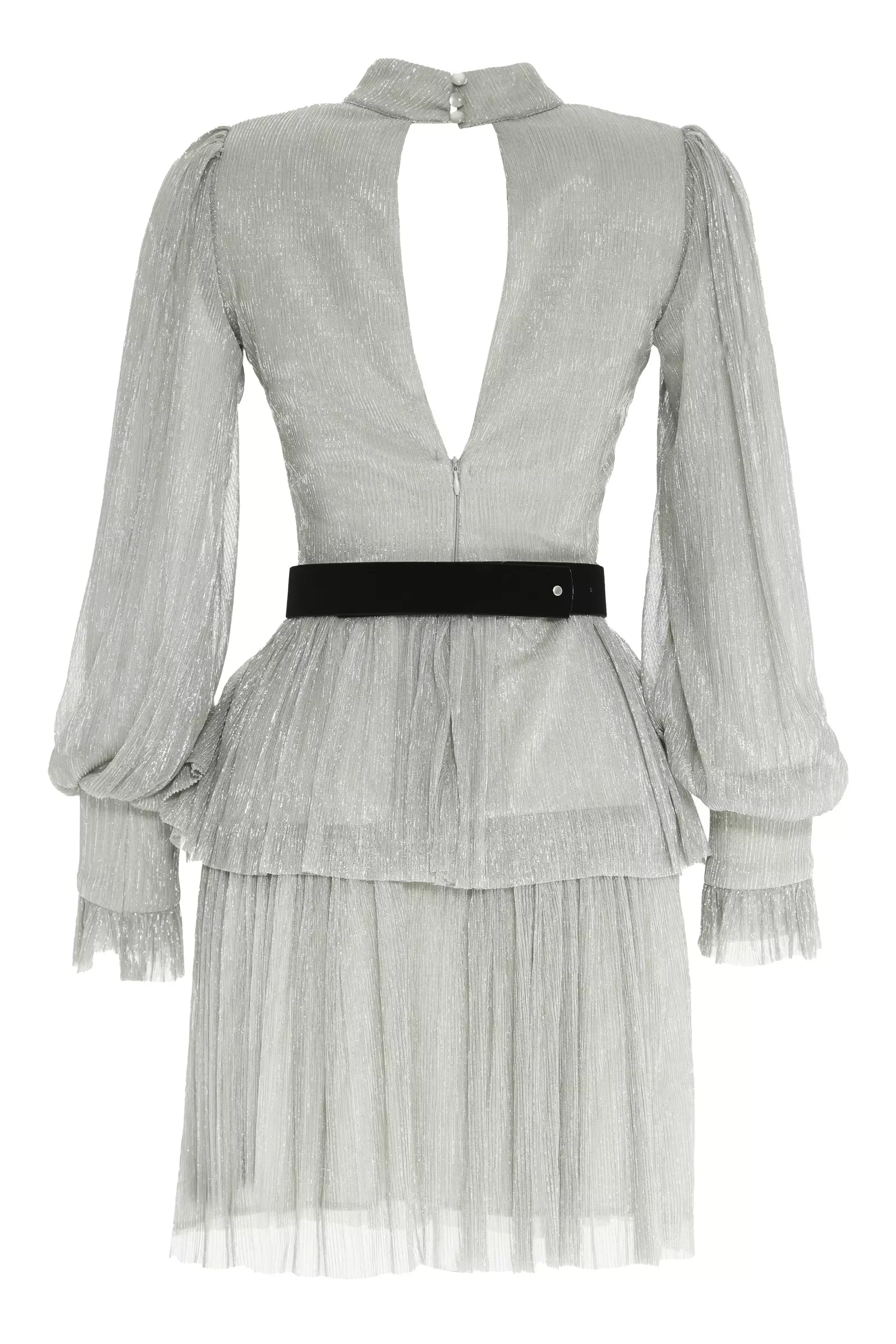 Silver Plus Size Moonlight Long Sleeve Mini Dress