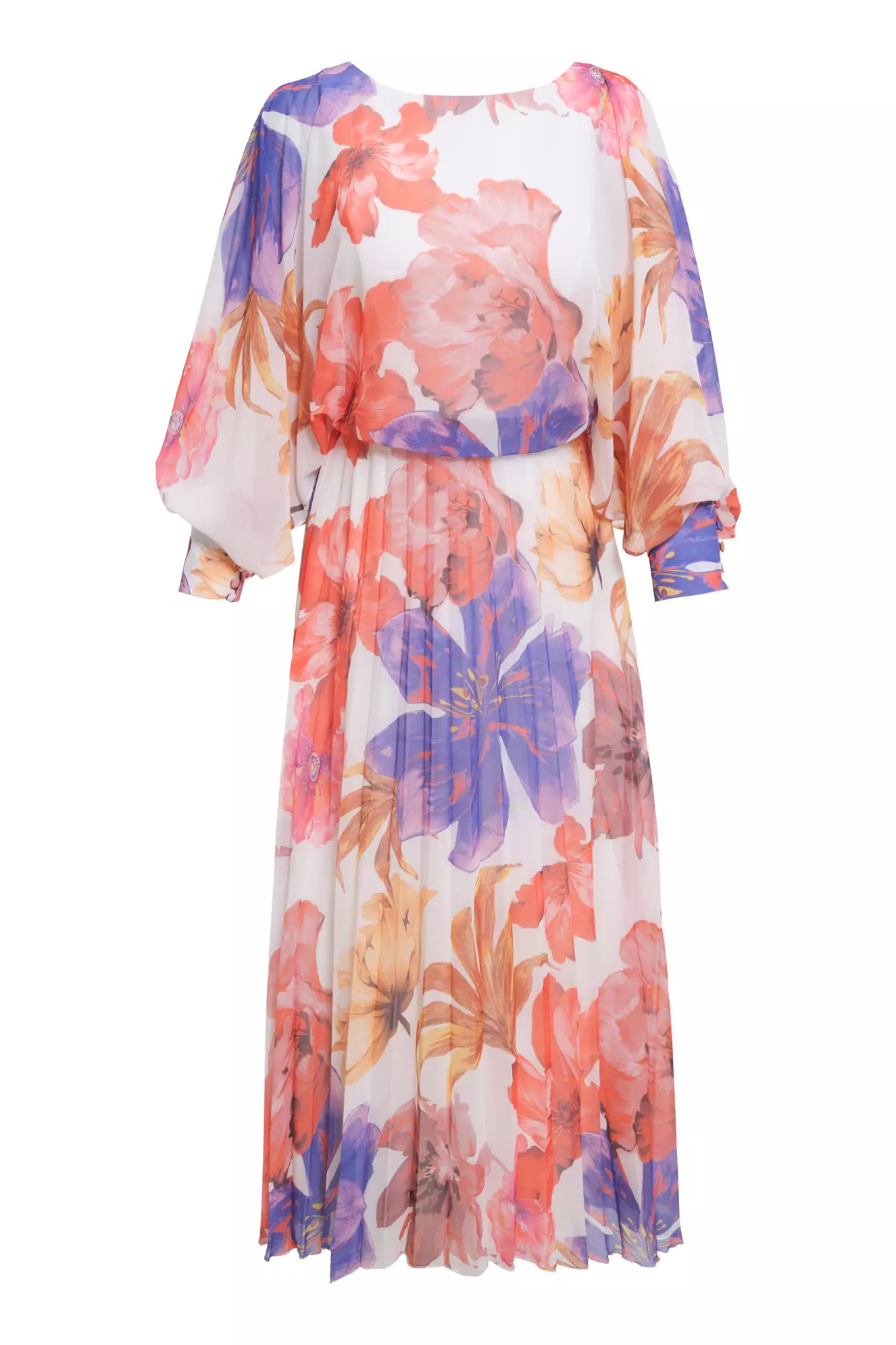 Printed sifon sleeveless midi dress