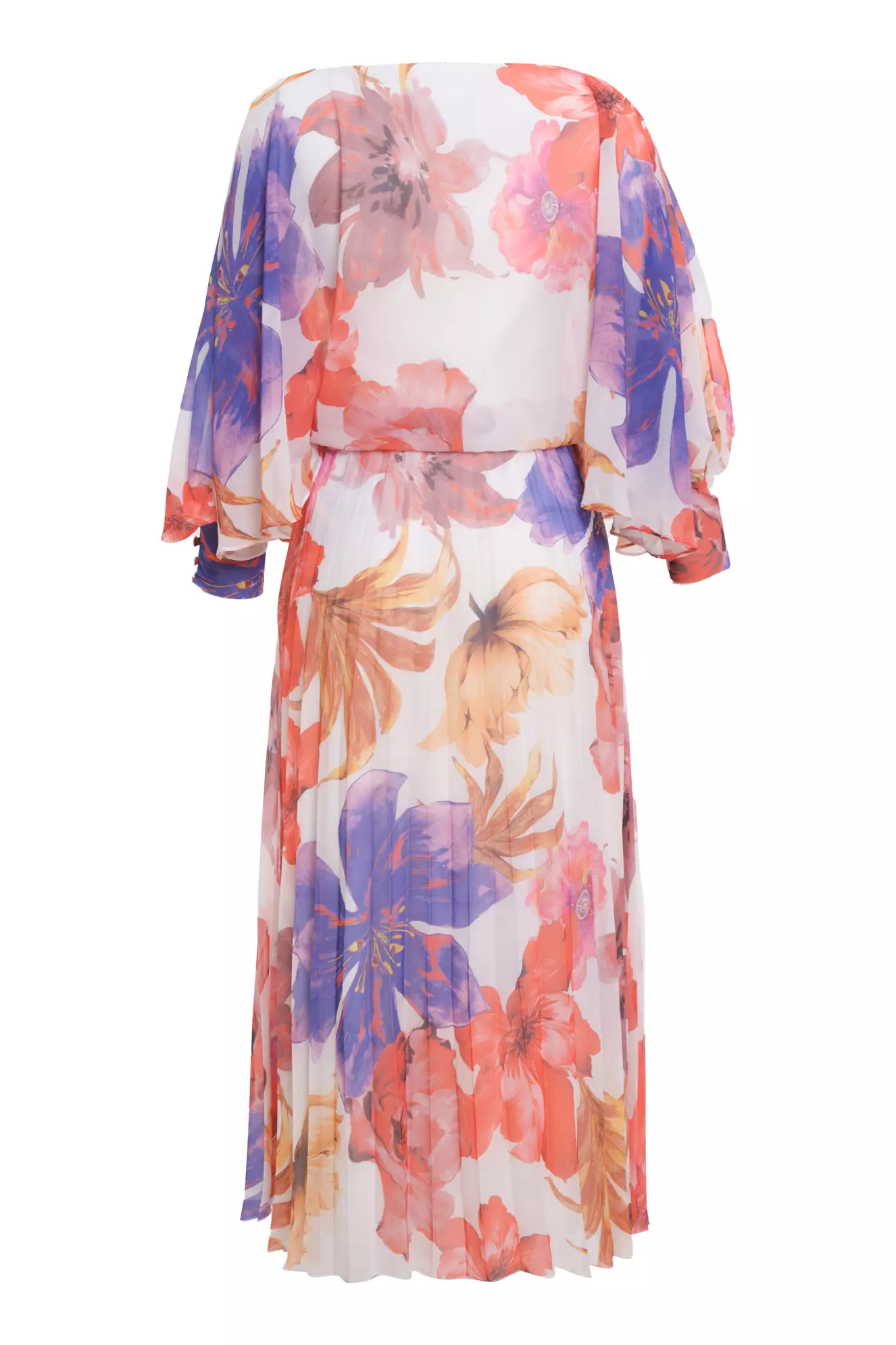 Printed sifon sleeveless midi dress