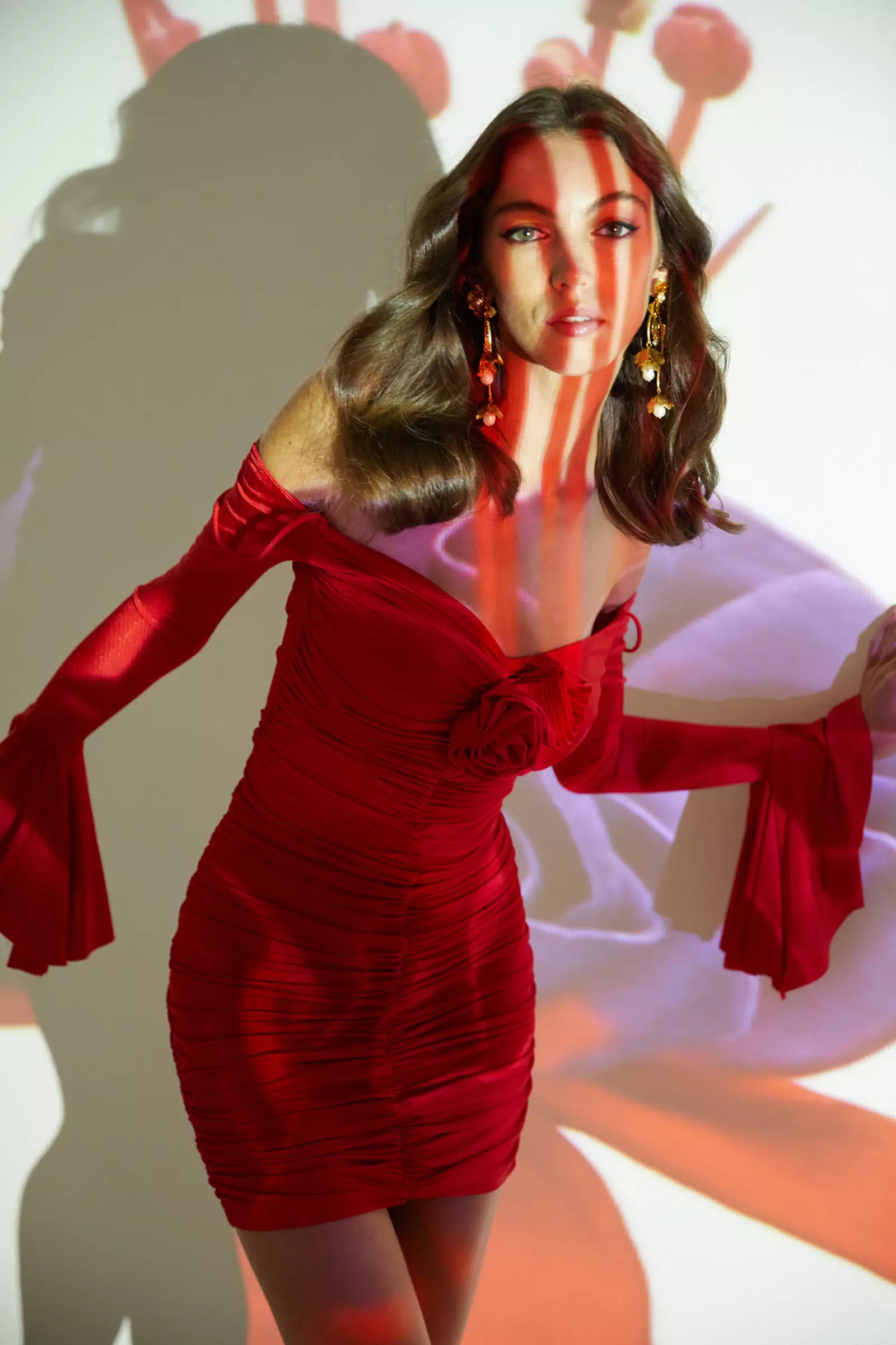 Red Sendy Long Sleeve Mini Dress