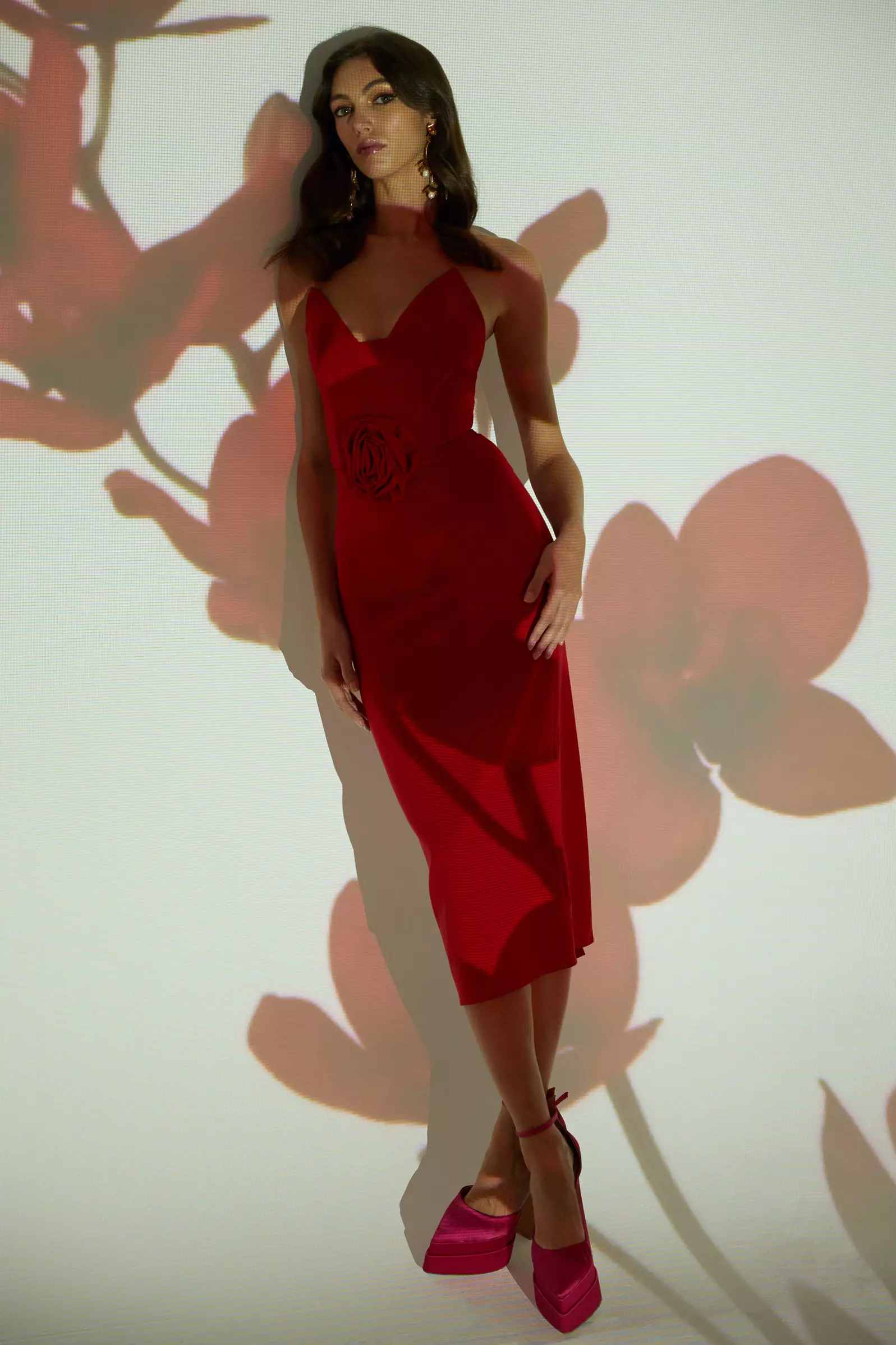 Red Crepe Sleeveless Maxi Dress