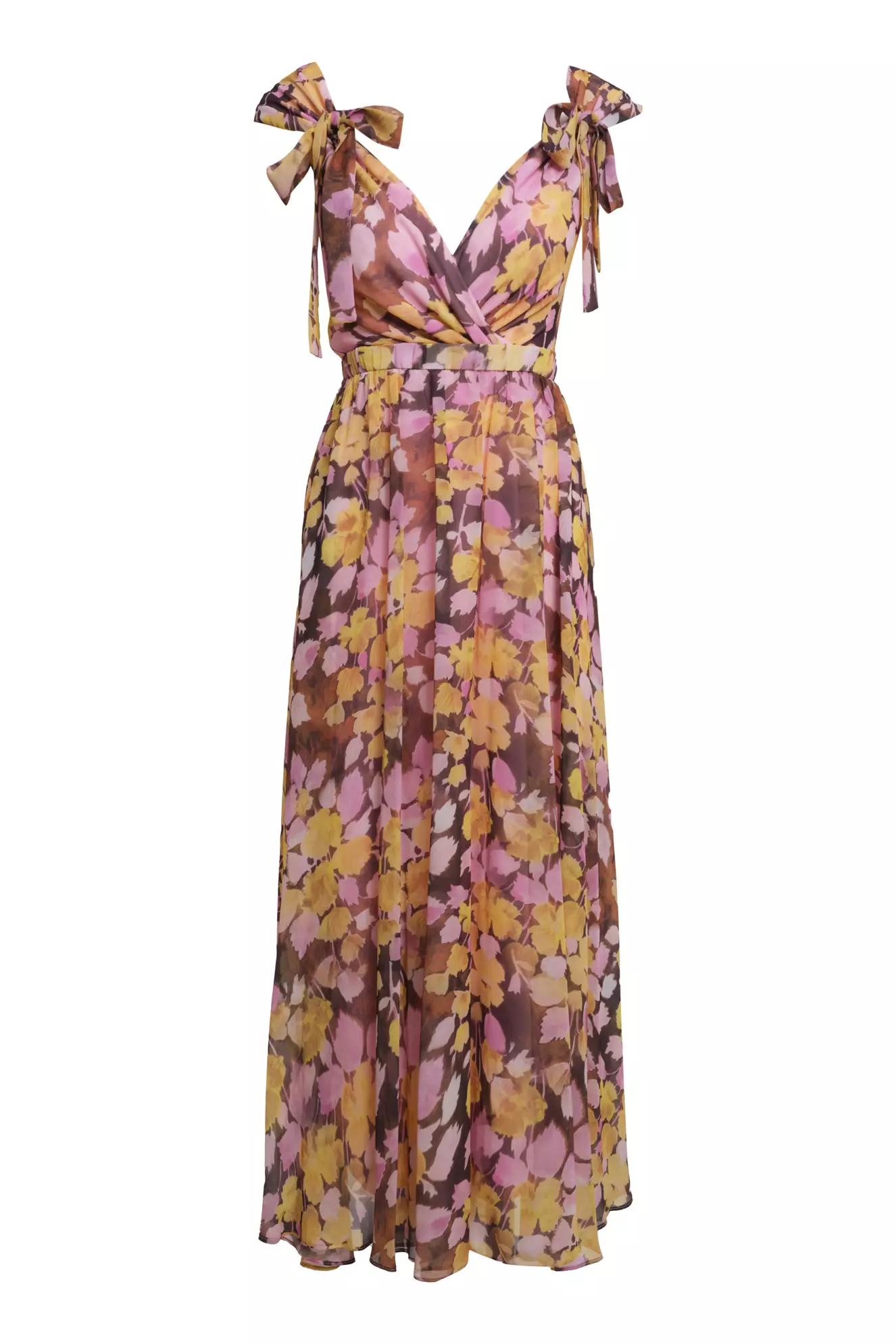 Printed sifon sleeveless maxi dress