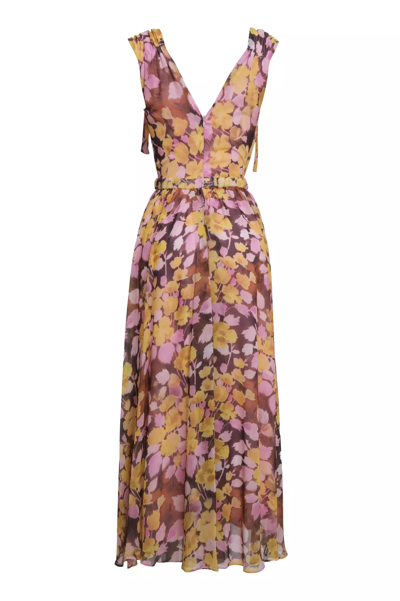 Printed sifon sleeveless maxi dress