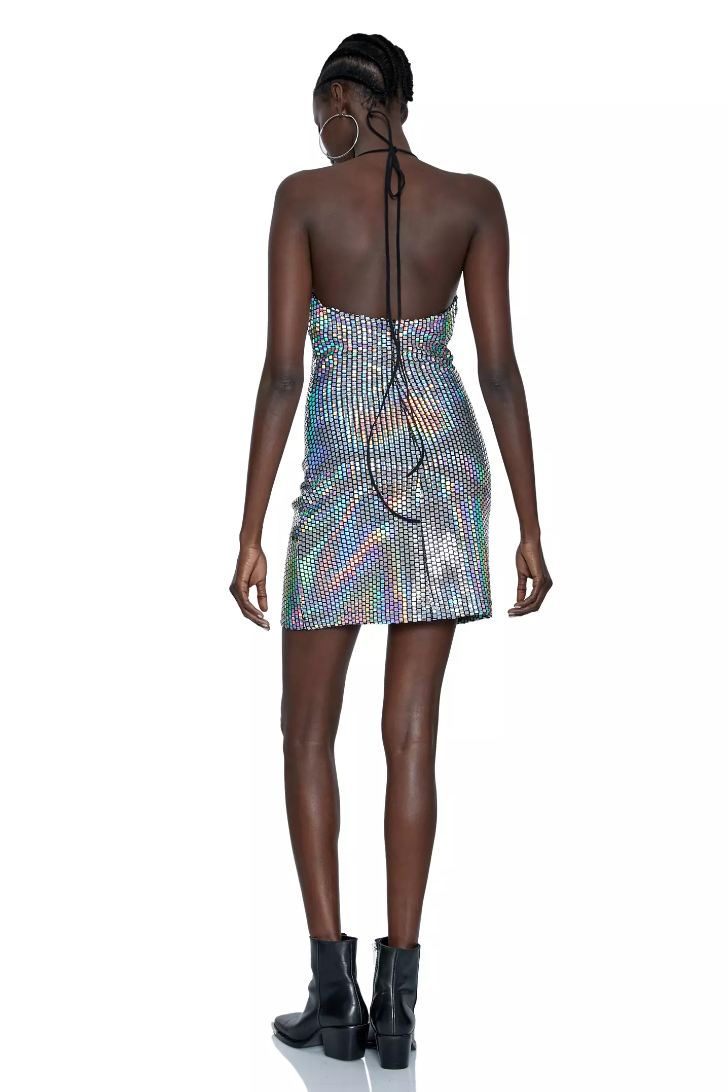 Silver Sendy Sleeveless Mini Dress