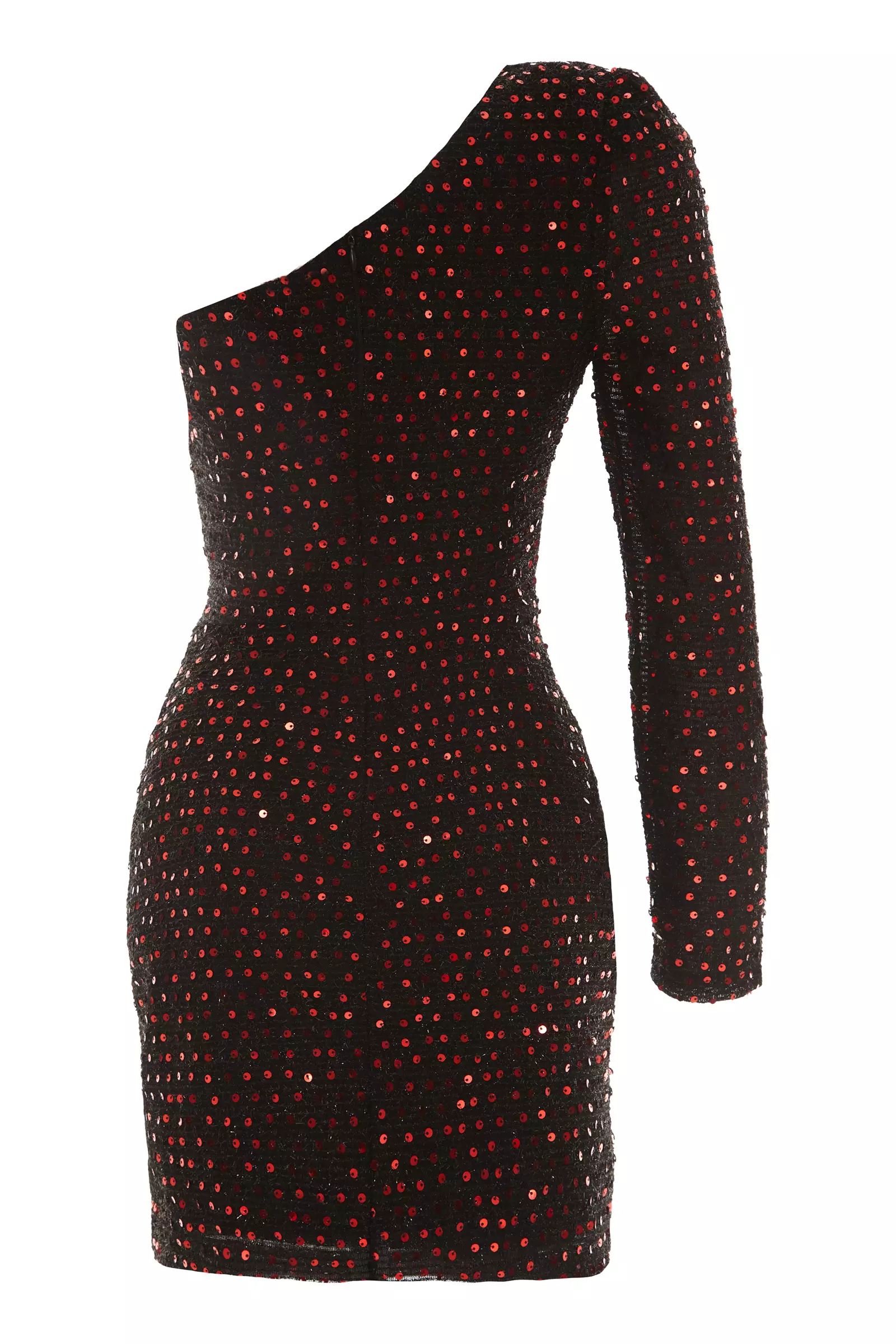 Black Sequin One Arm Mini Dress