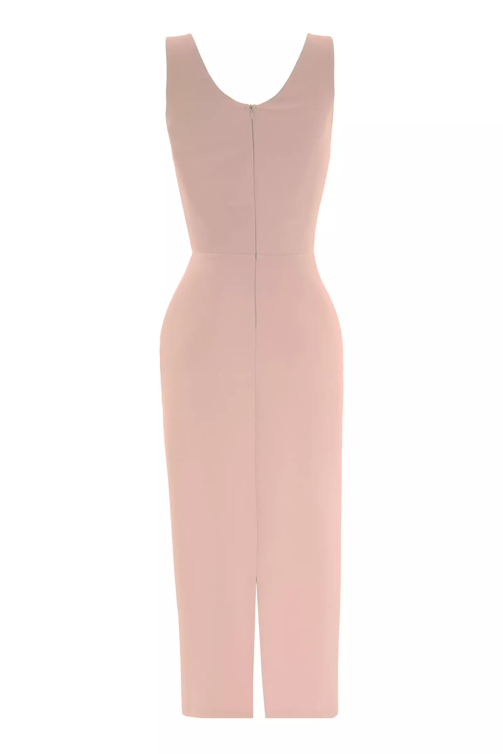Blush crepe sleeveless maxi dress