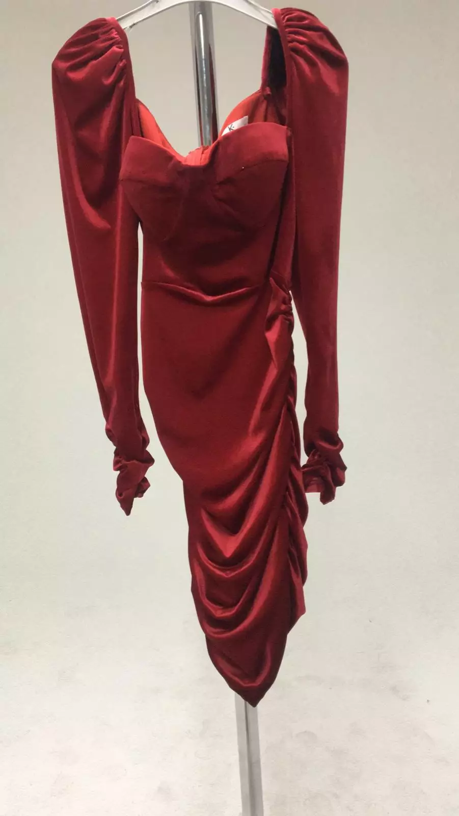 Red velvet long sleeve maxi dress