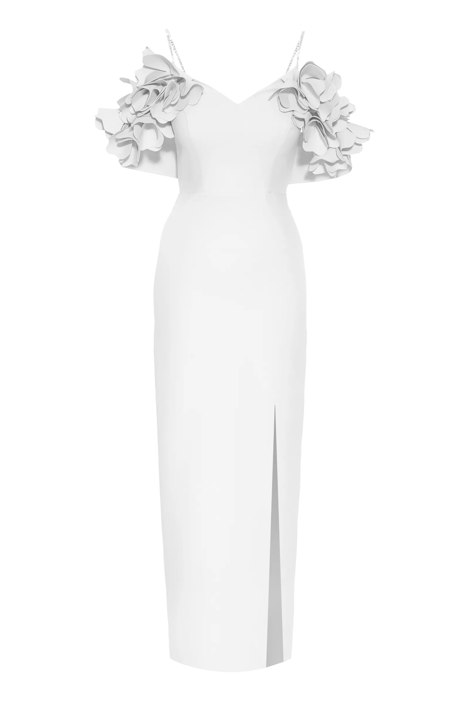 White crepe sleeveless long dress
