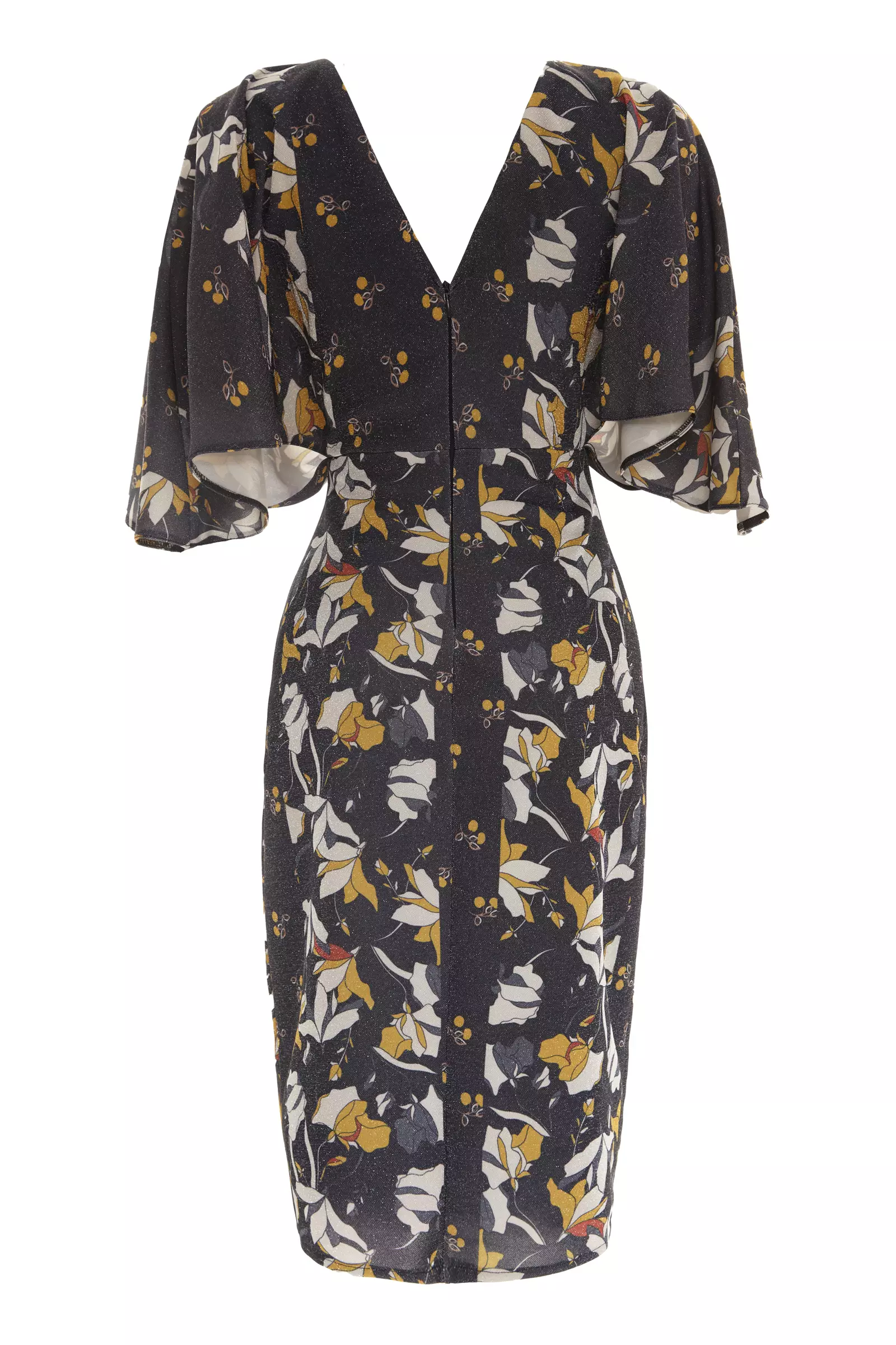 Navy Blue Pul Payetli Krep Short Sleeve Mini Dress