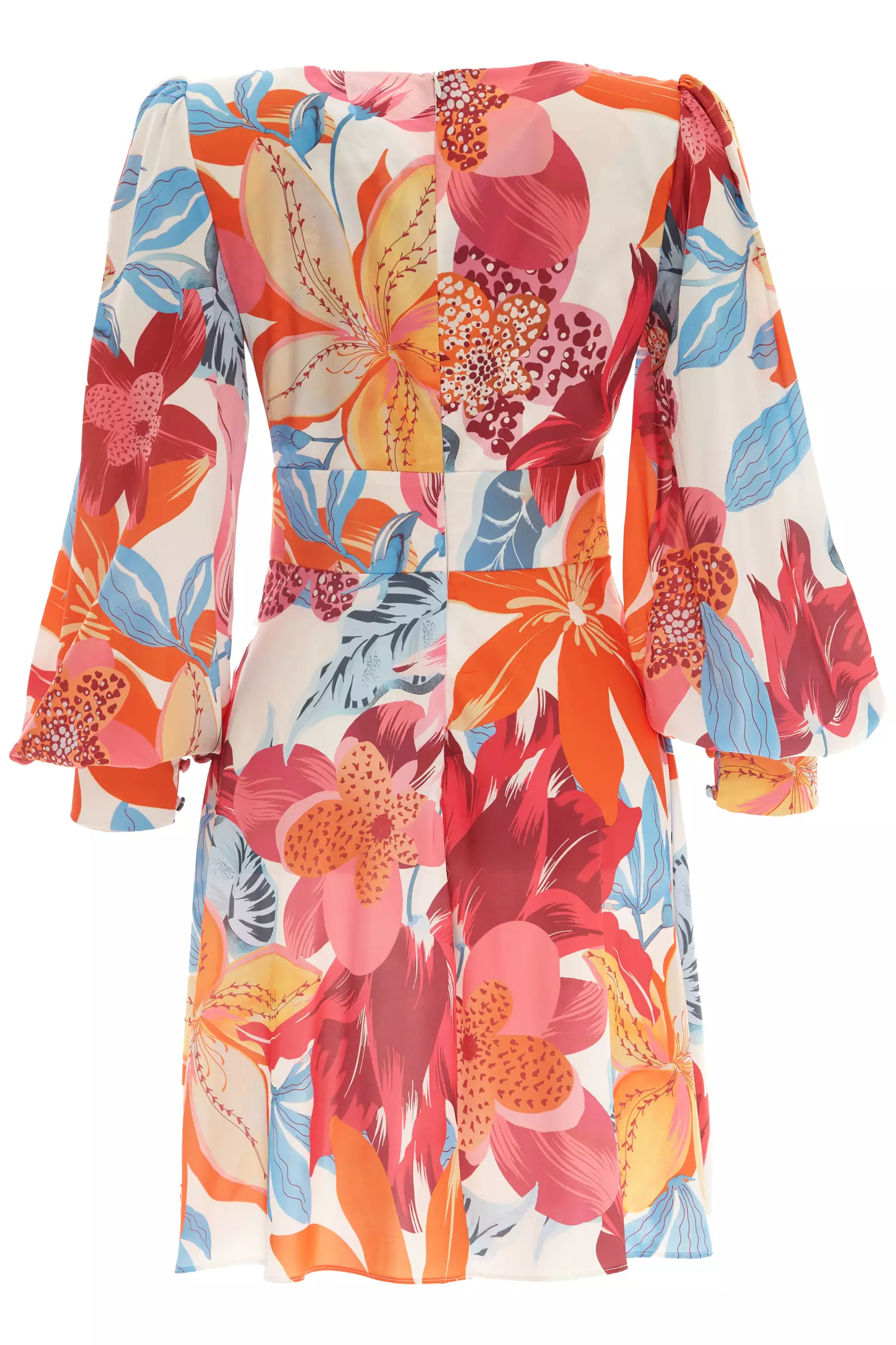 Printed Satin Long Sleeve Mini Dress