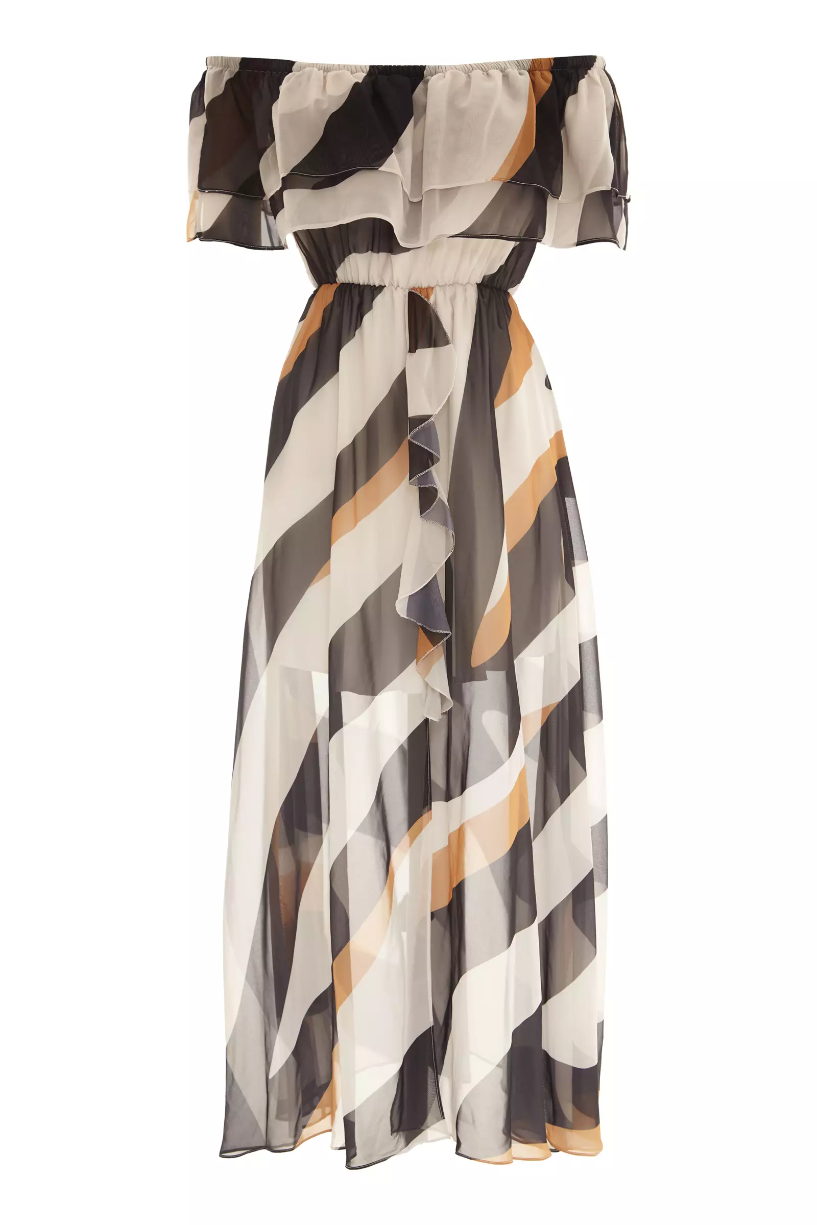 Printed Sifon Short Sleeve Maxi Dress