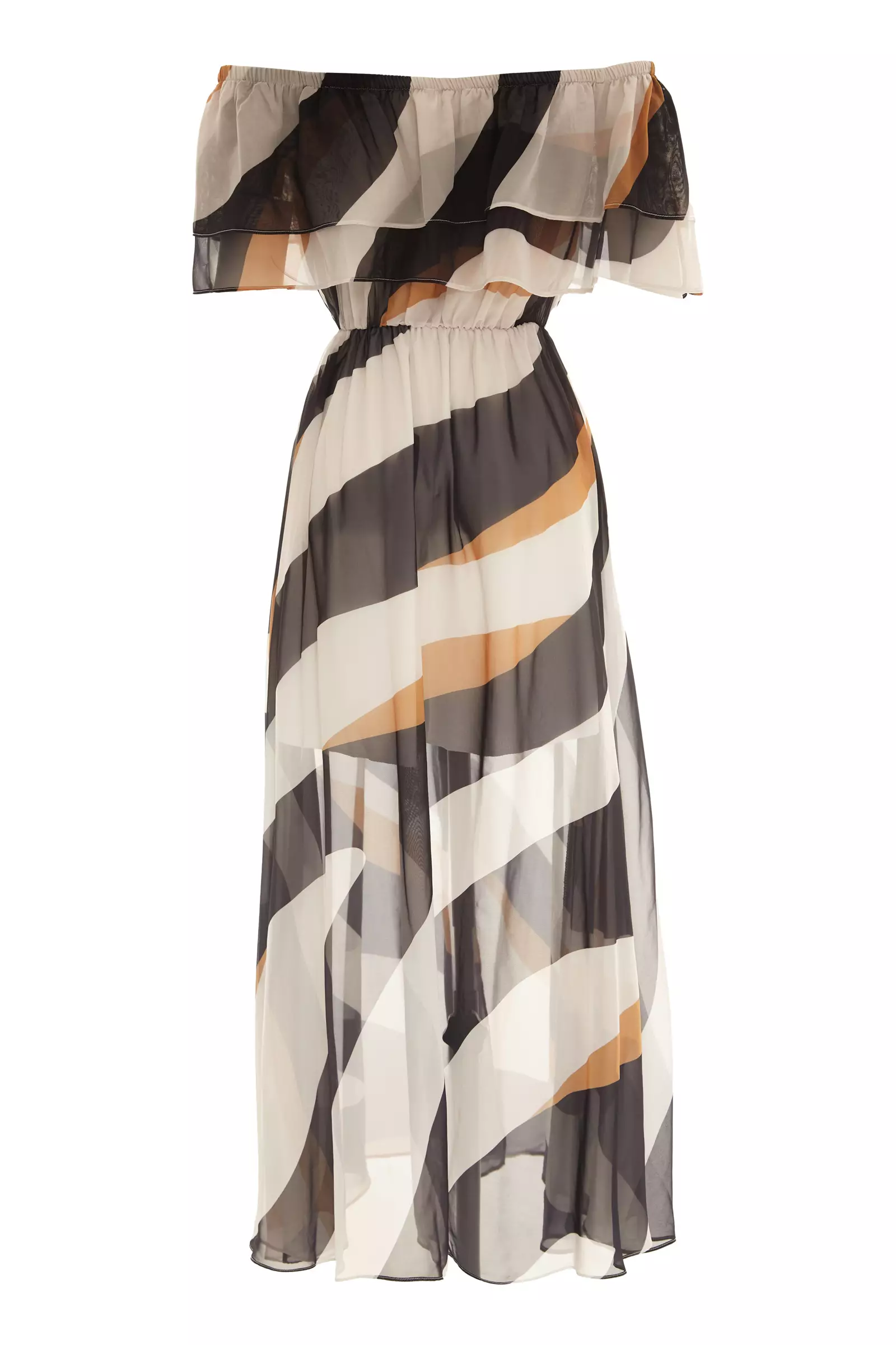 Printed Sifon Short Sleeve Maxi Dress