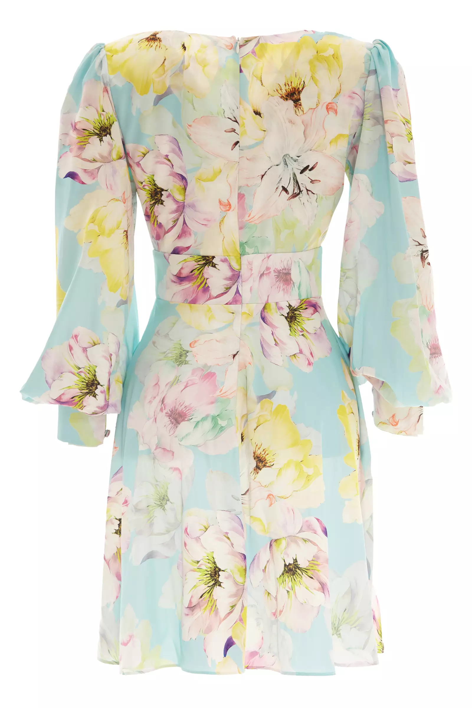 Printed Satin Long Sleeve Mini Dress