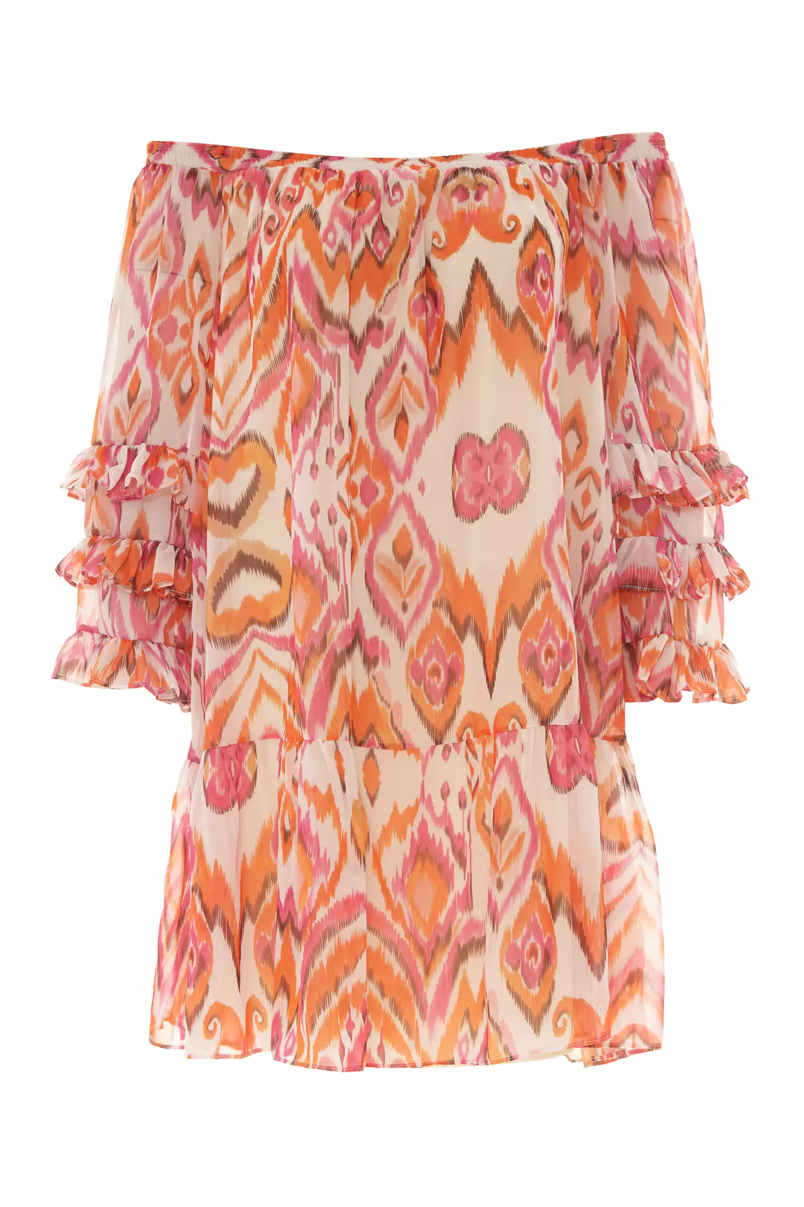 Printed Sifon Long Sleeve Maxi Dress