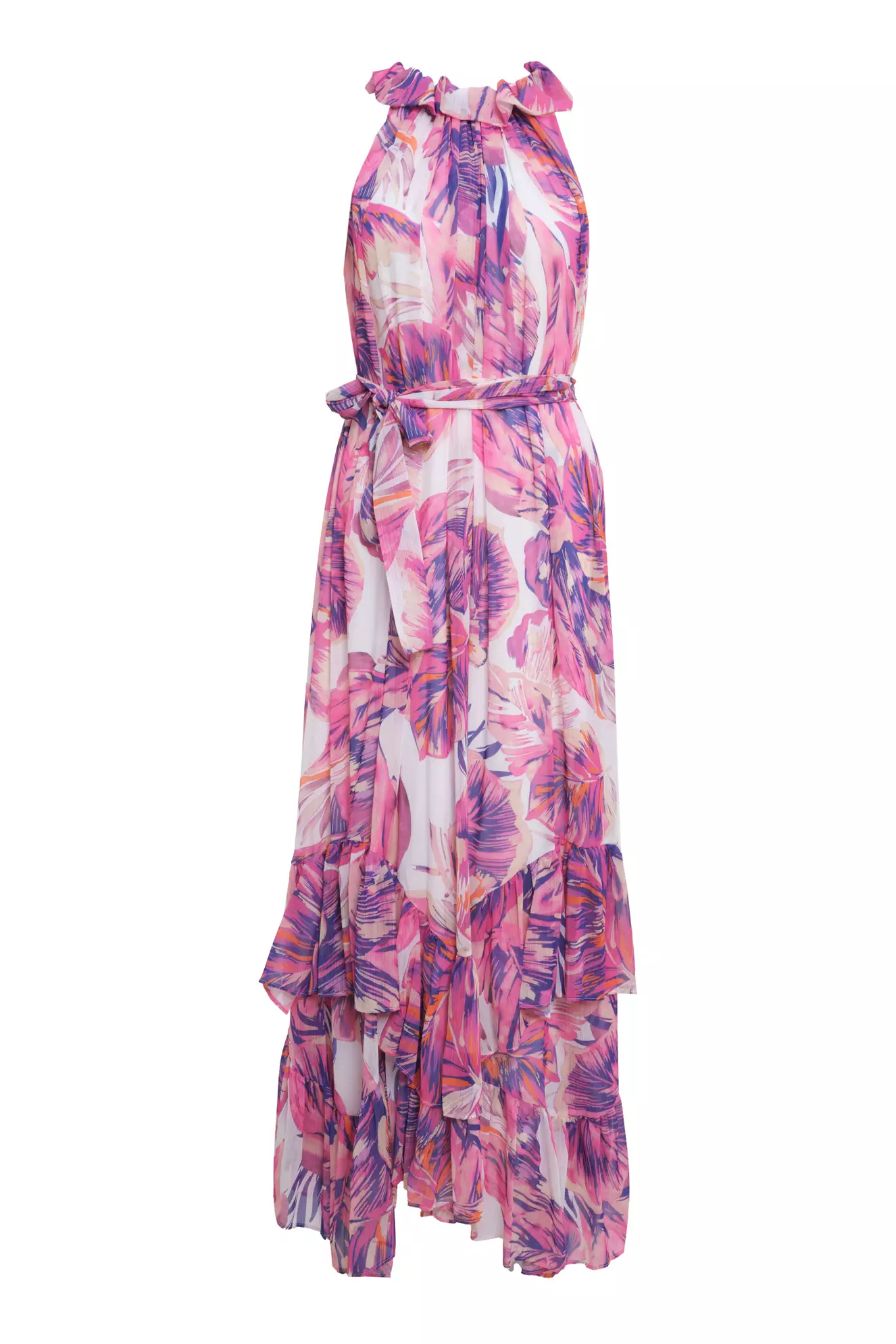 Printed sifon sleeveless maxi dress