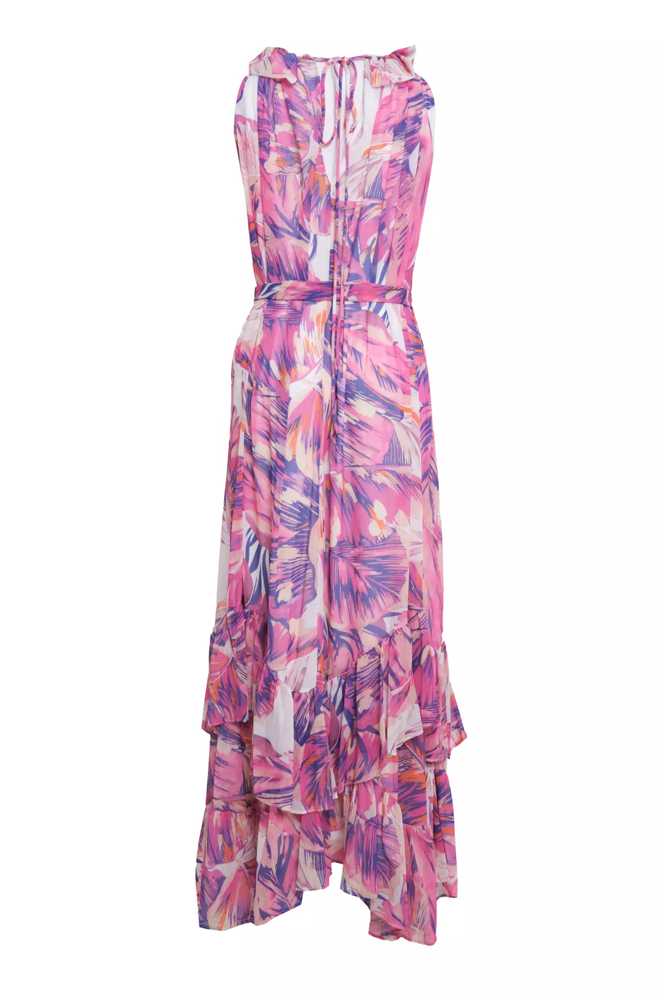 Printed sifon sleeveless maxi dress