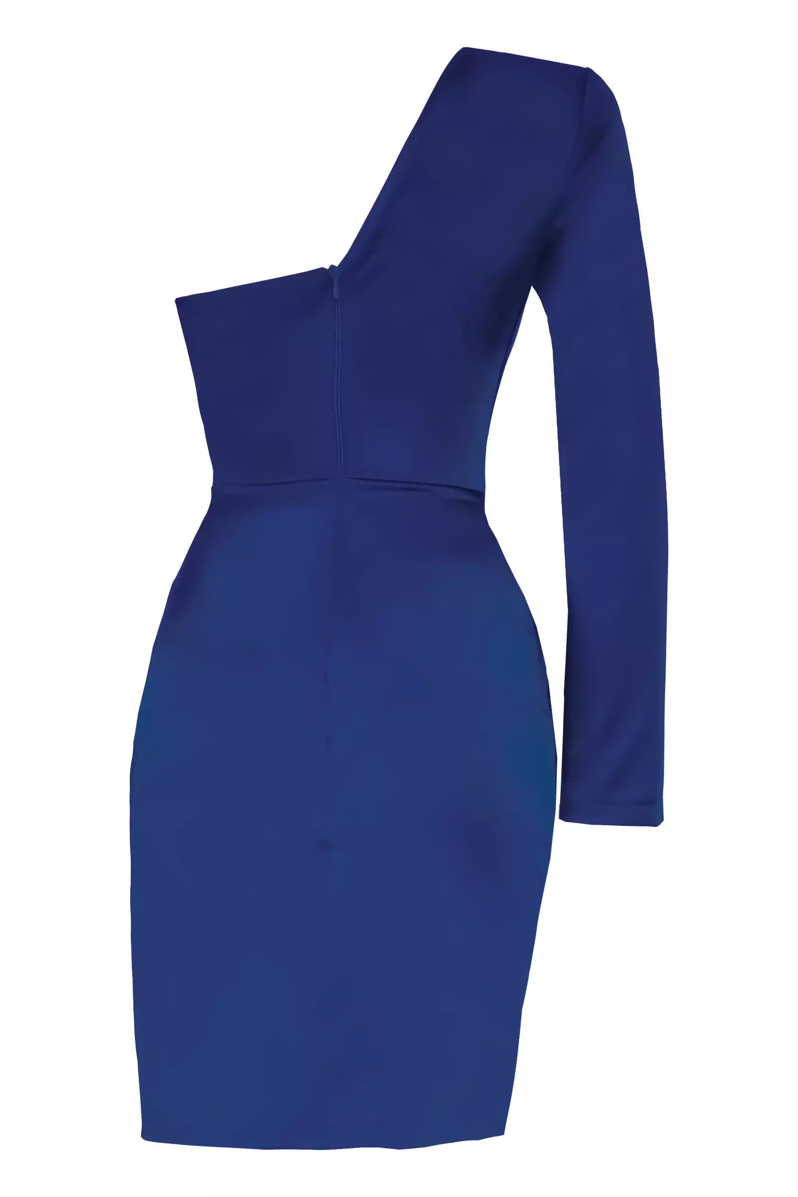 Navy Blue Satin One Arm Mini Dress