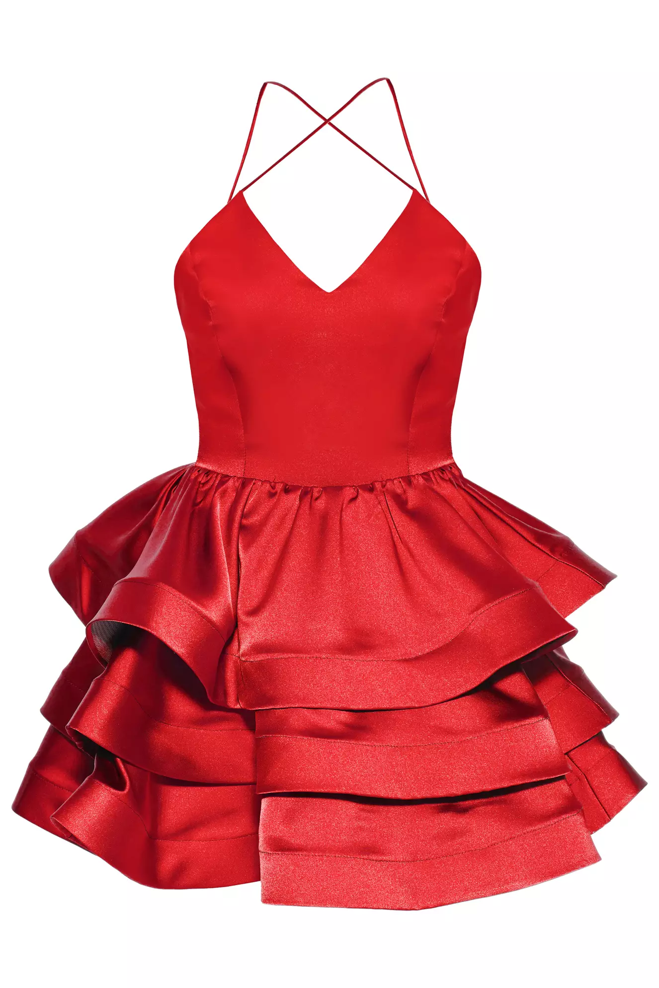 Red Plus Size Satin Sleeveless Mini Dress