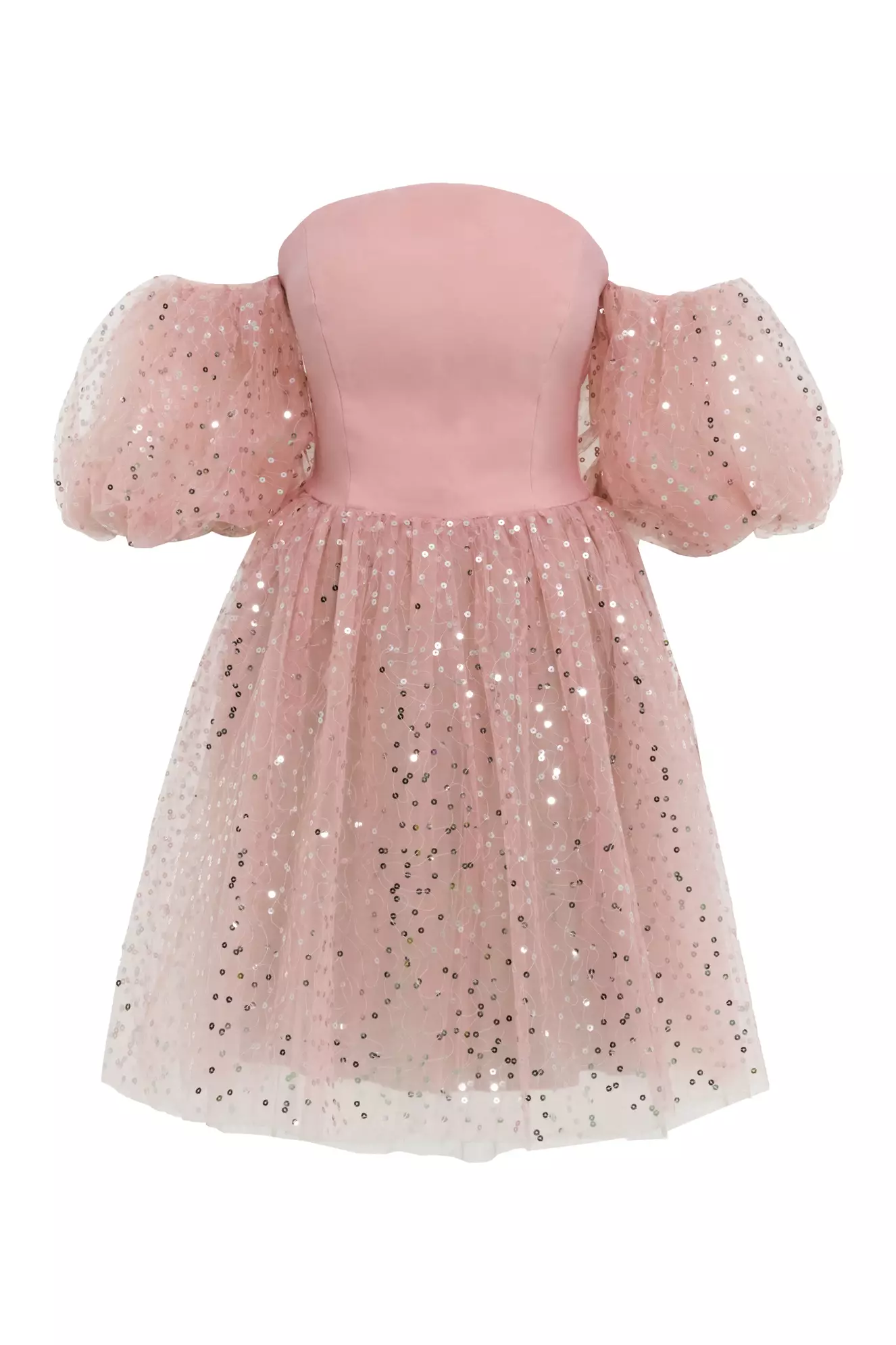 Blush Pul Payetli Krep Short Sleeve Mini Dress