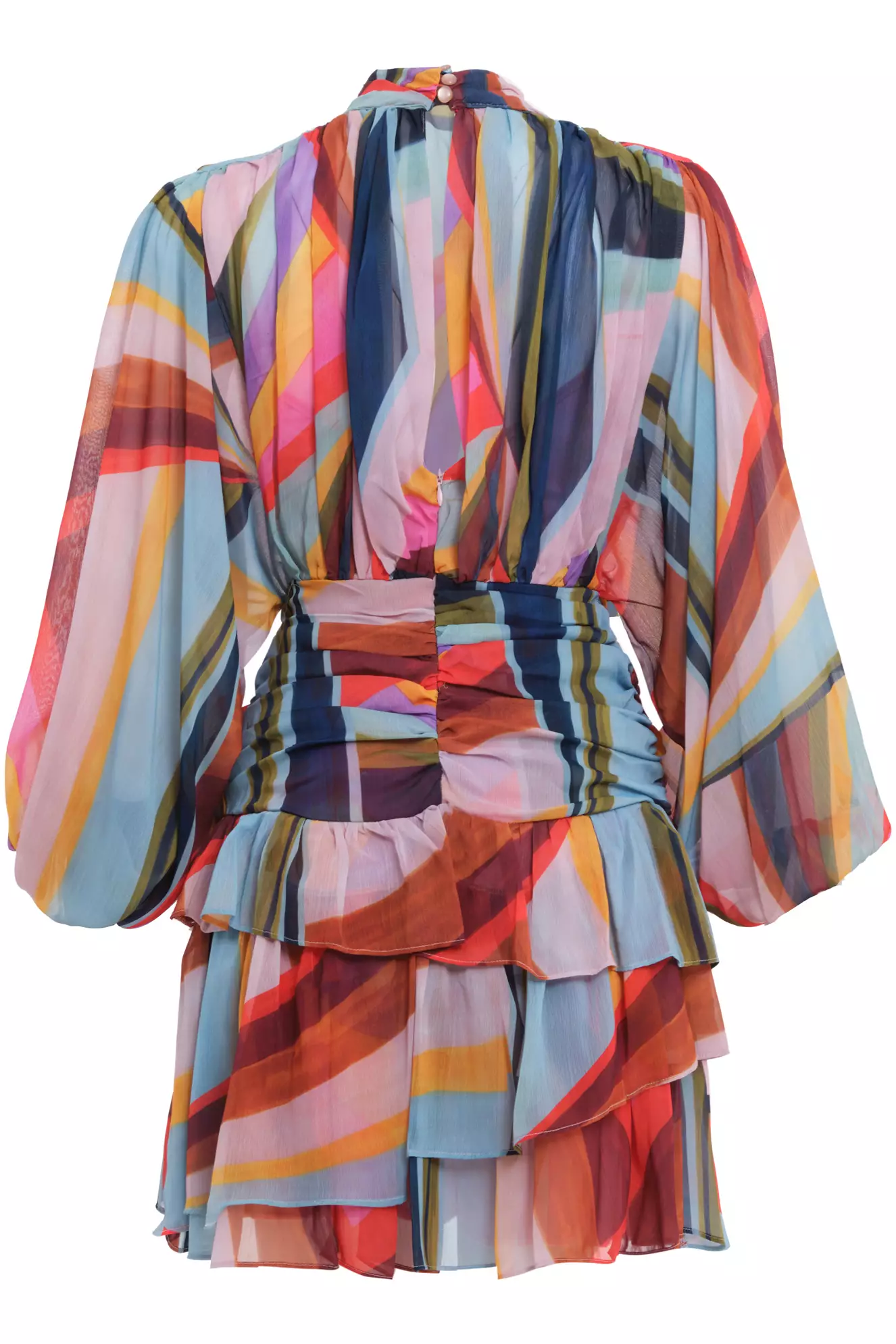 Printed Sifon Long Sleeve Midi Dress