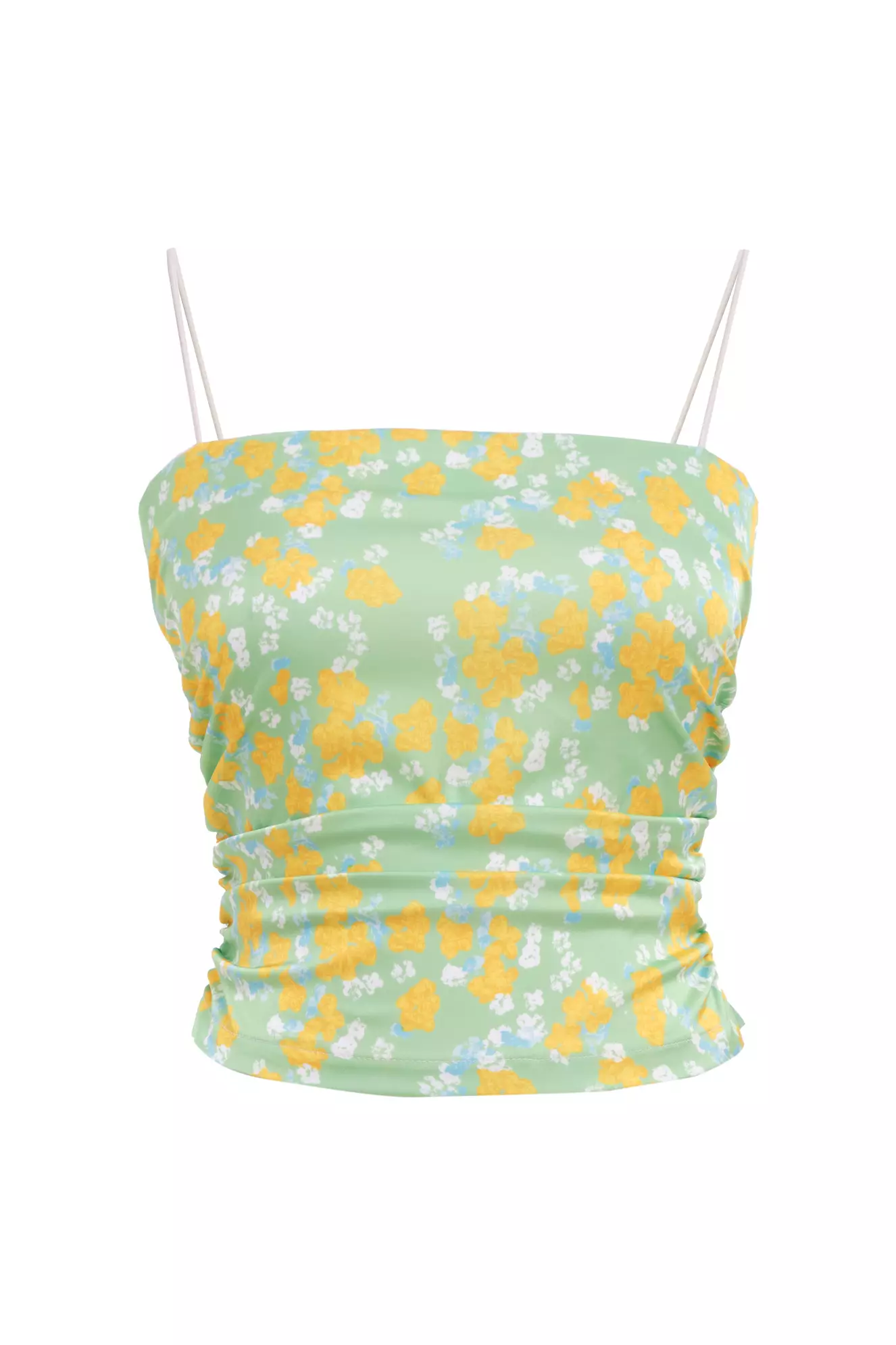Printed Satin Sleeveless Crop Top