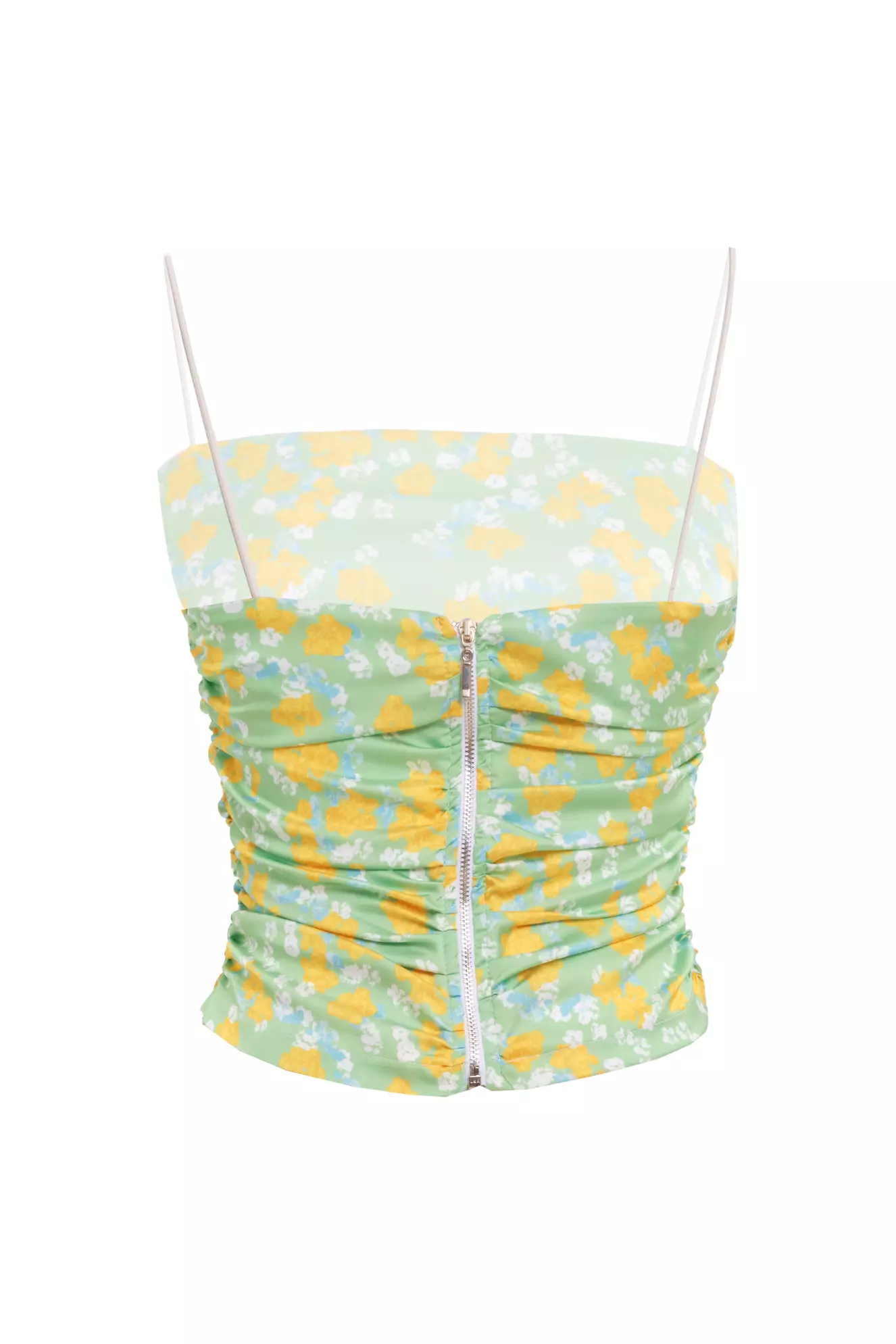 Printed Satin Sleeveless Crop Top