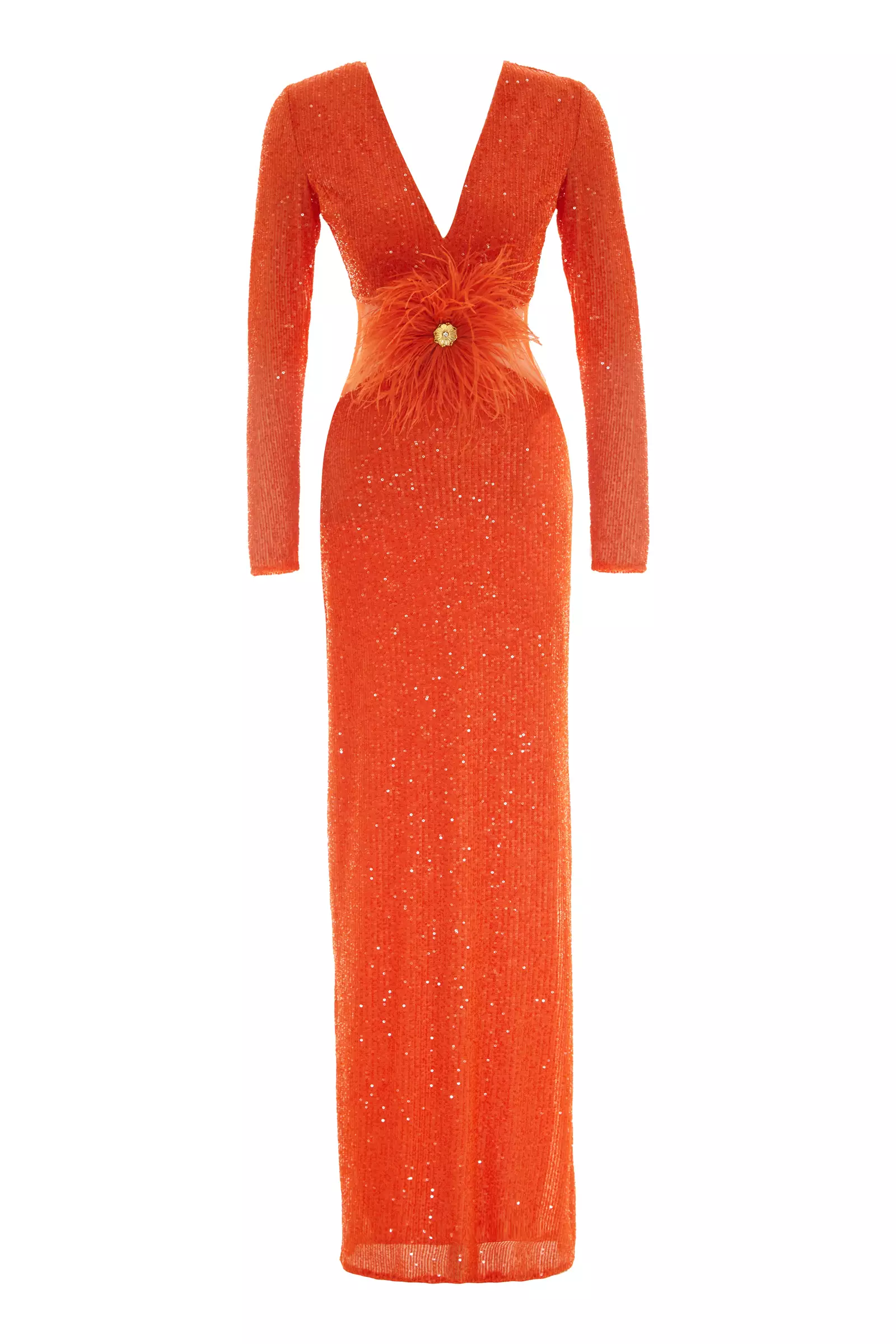 Latte sequin long sleeve maxi dress