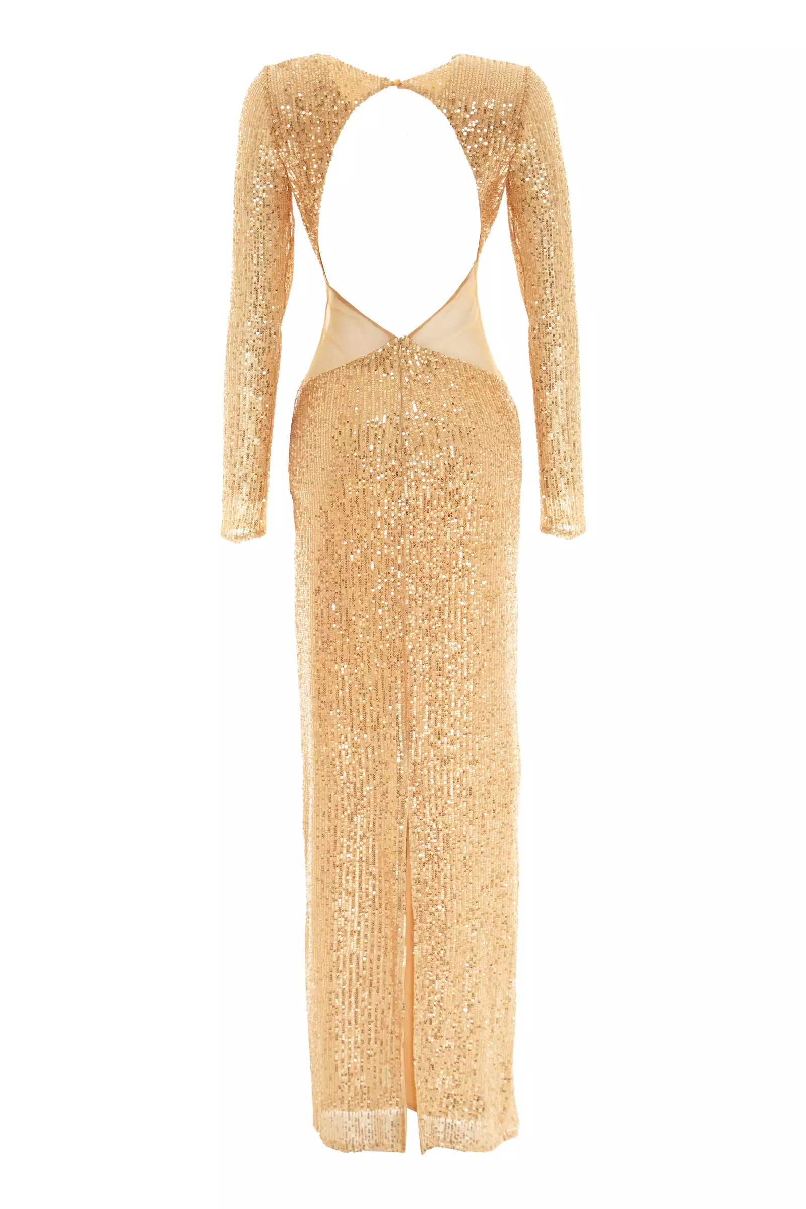 Gold sequin long sleeve maxi dress