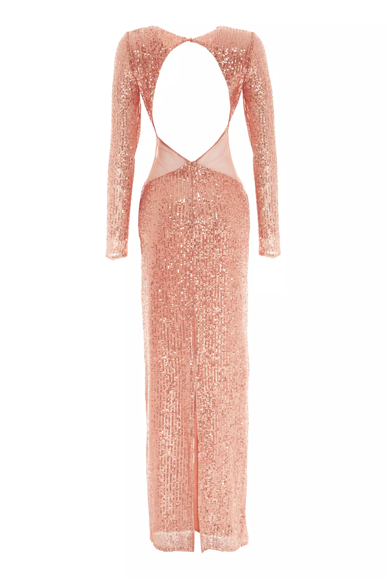 Blush Sequin Long Sleeve Maxi Dress