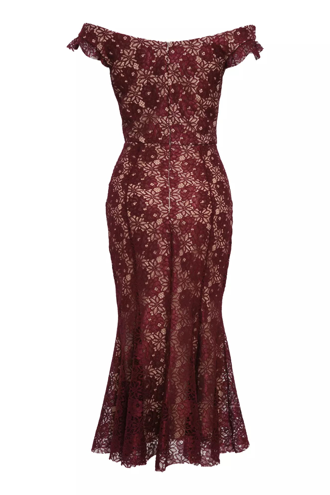 Maroon Lace Sleeveless Maxi Dress