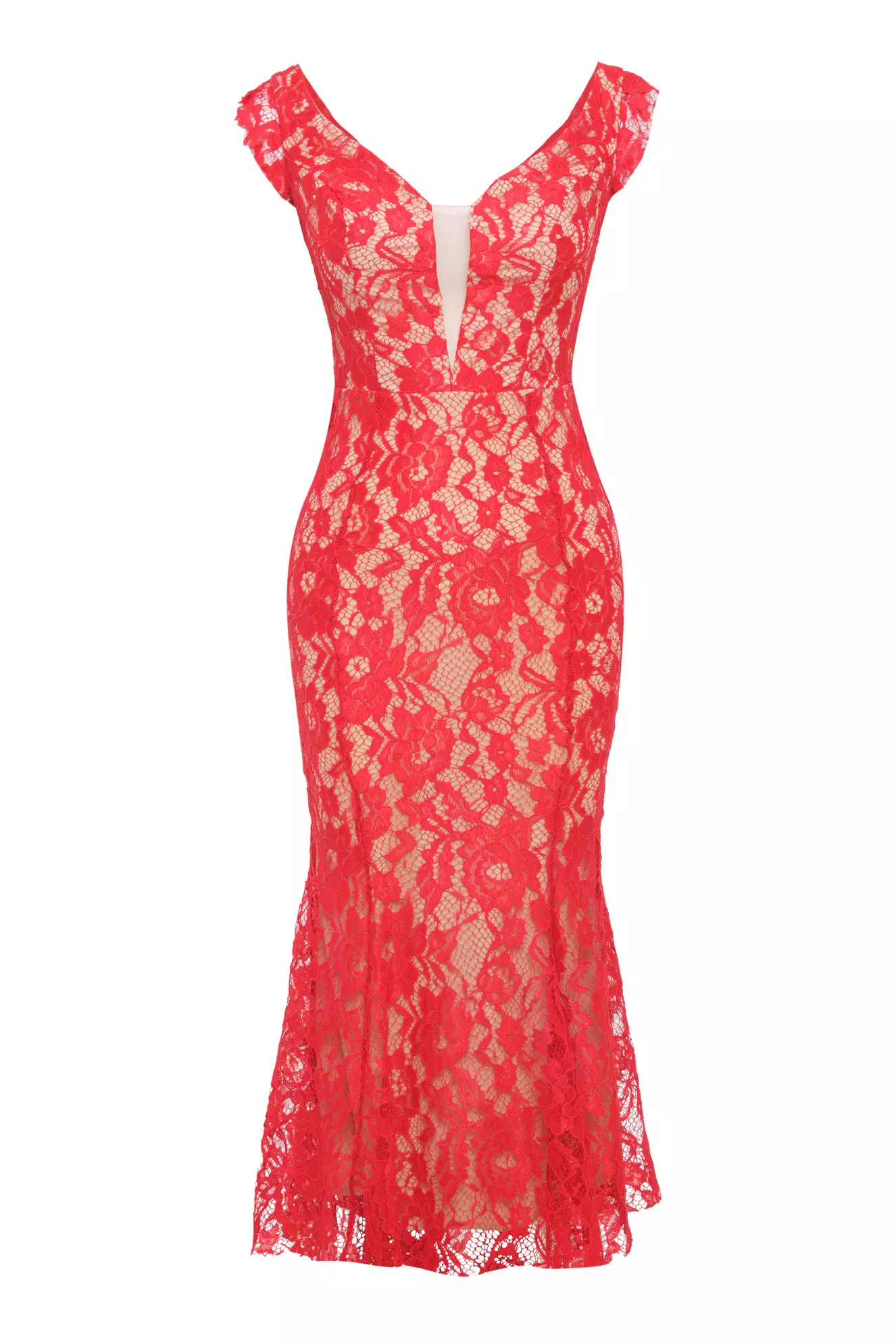 Red Lace Sleeveless Maxi Dress